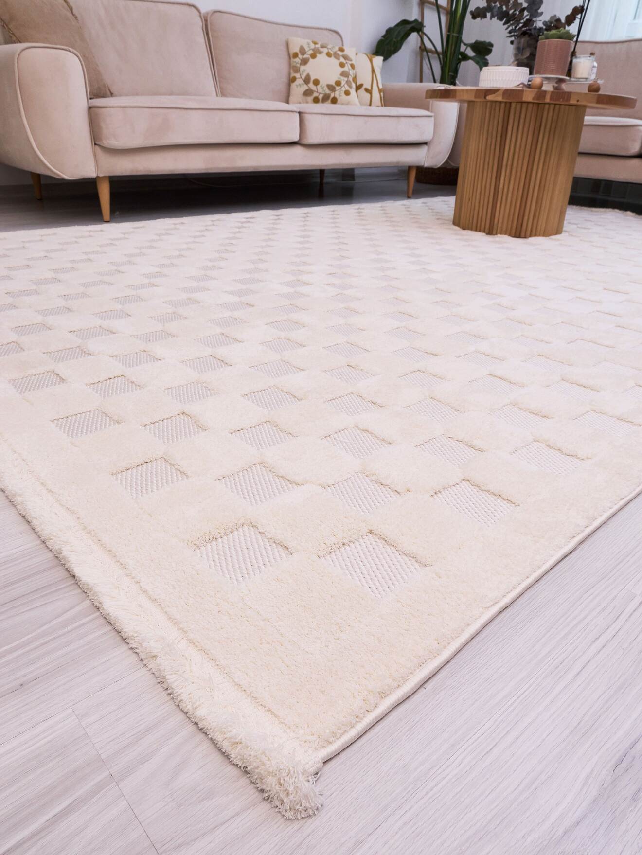 Orion 4211 Krem - Dokuma Halı | Flat Cut Desenli Salon Halısı