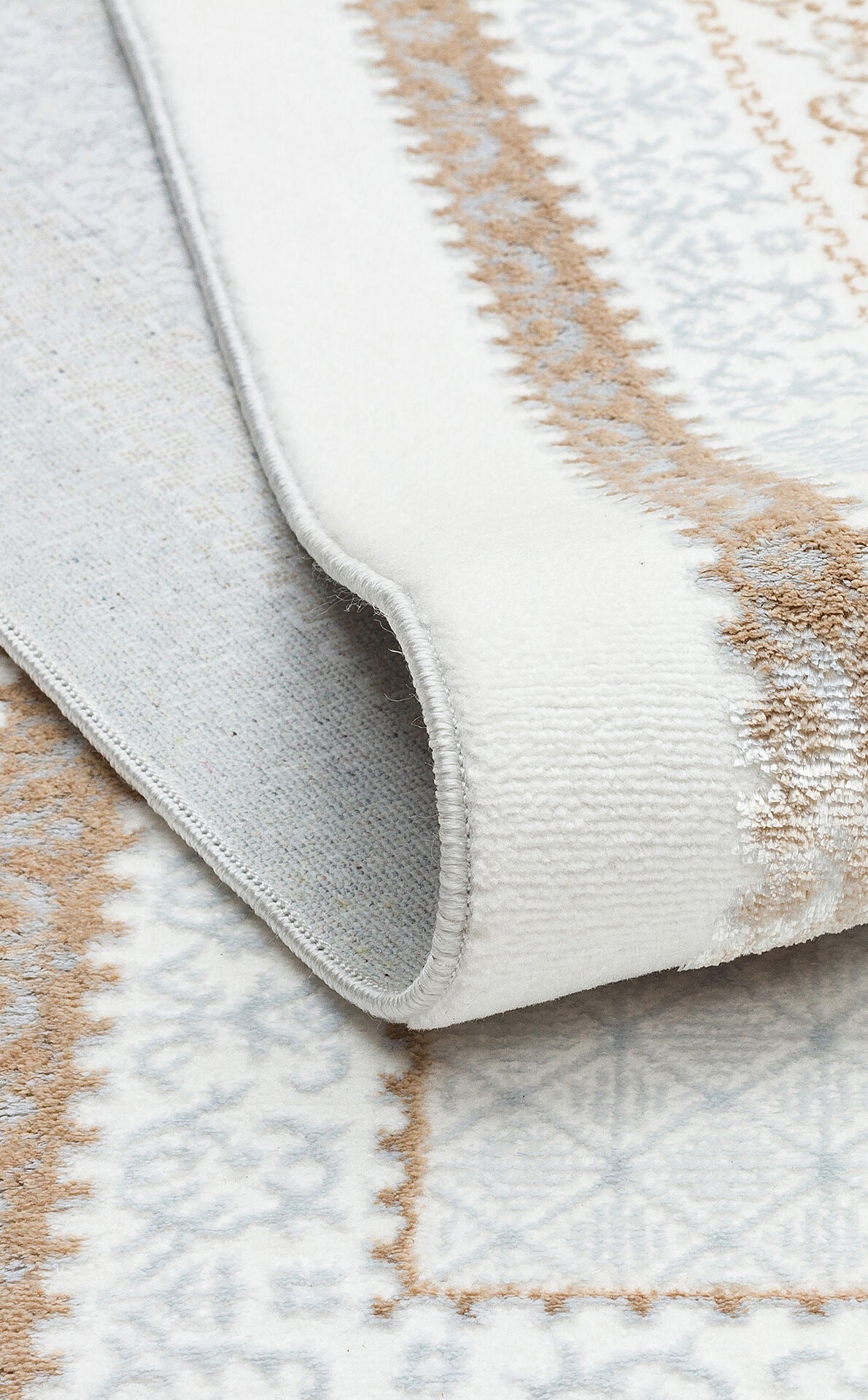 ST 102 BEIGE XW - SATEEN - Hav Toz Vermez Yıkanabilir Kaymaz İnce Dokuma Modern Halı