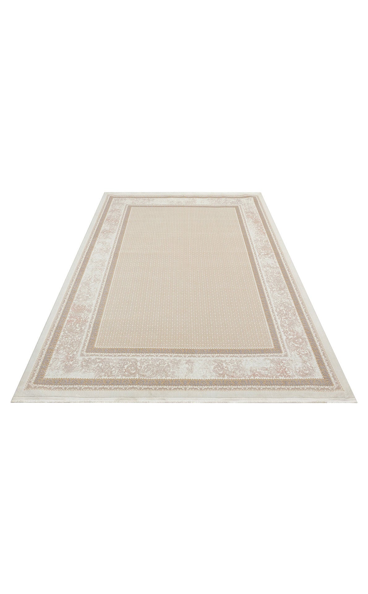 ST 104 BEIGE - SATEEN - Yıkanabilir Kaymaz Tabanlı Hav Vermez Sık Dokuma Modern Halı