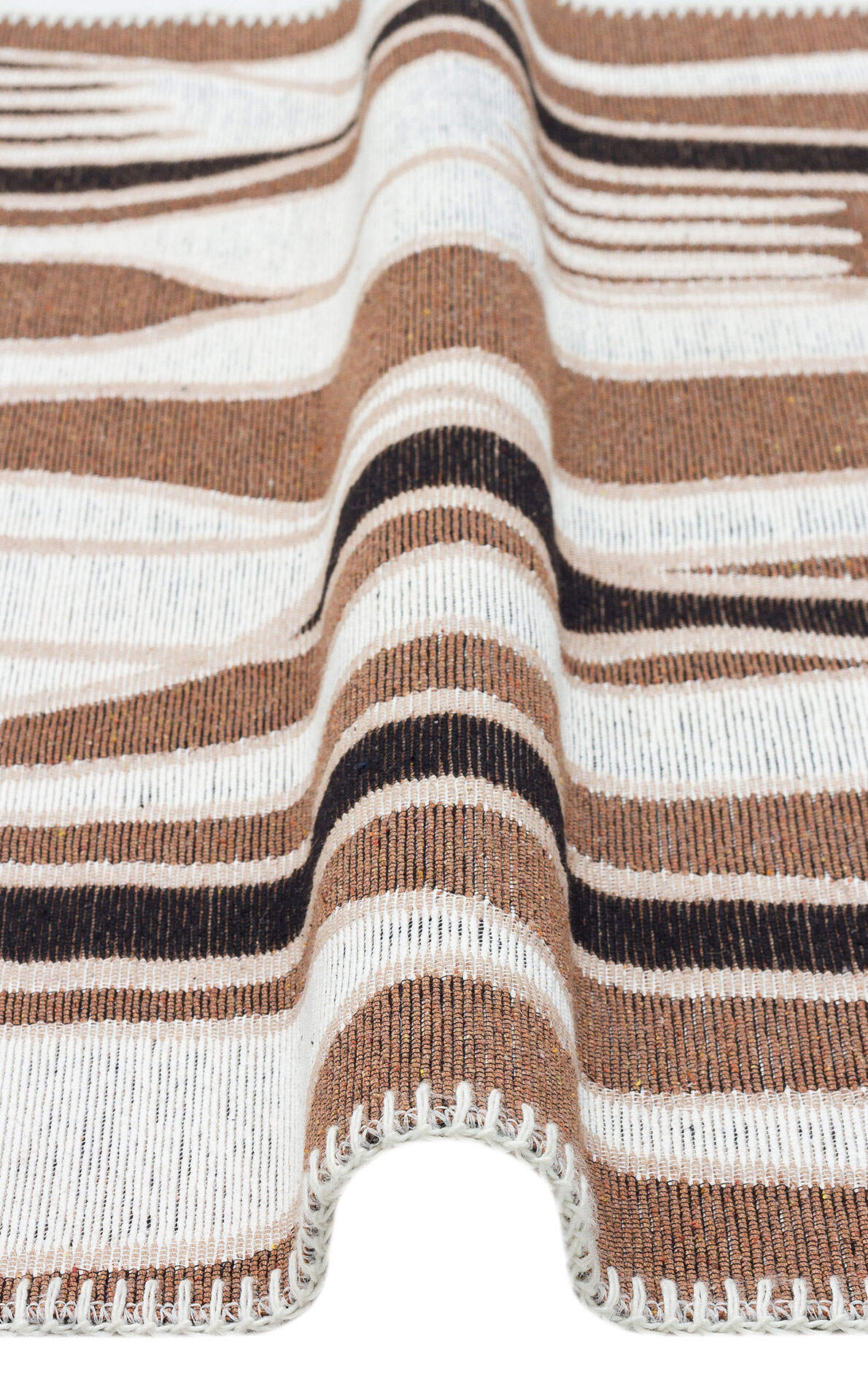 Arya Neo ARN 06 Kahverengi Beyaz - Yıkanabilir Çift Taraflı Modern Dokuma Kilim