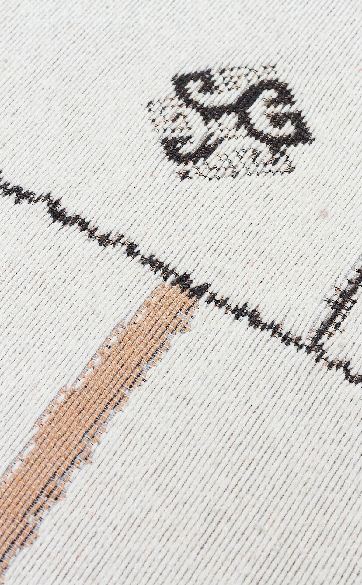 Arya AR 41 Krem Siyah - Yıkanabilir Çift Taraflı Modern Dokuma Kilim