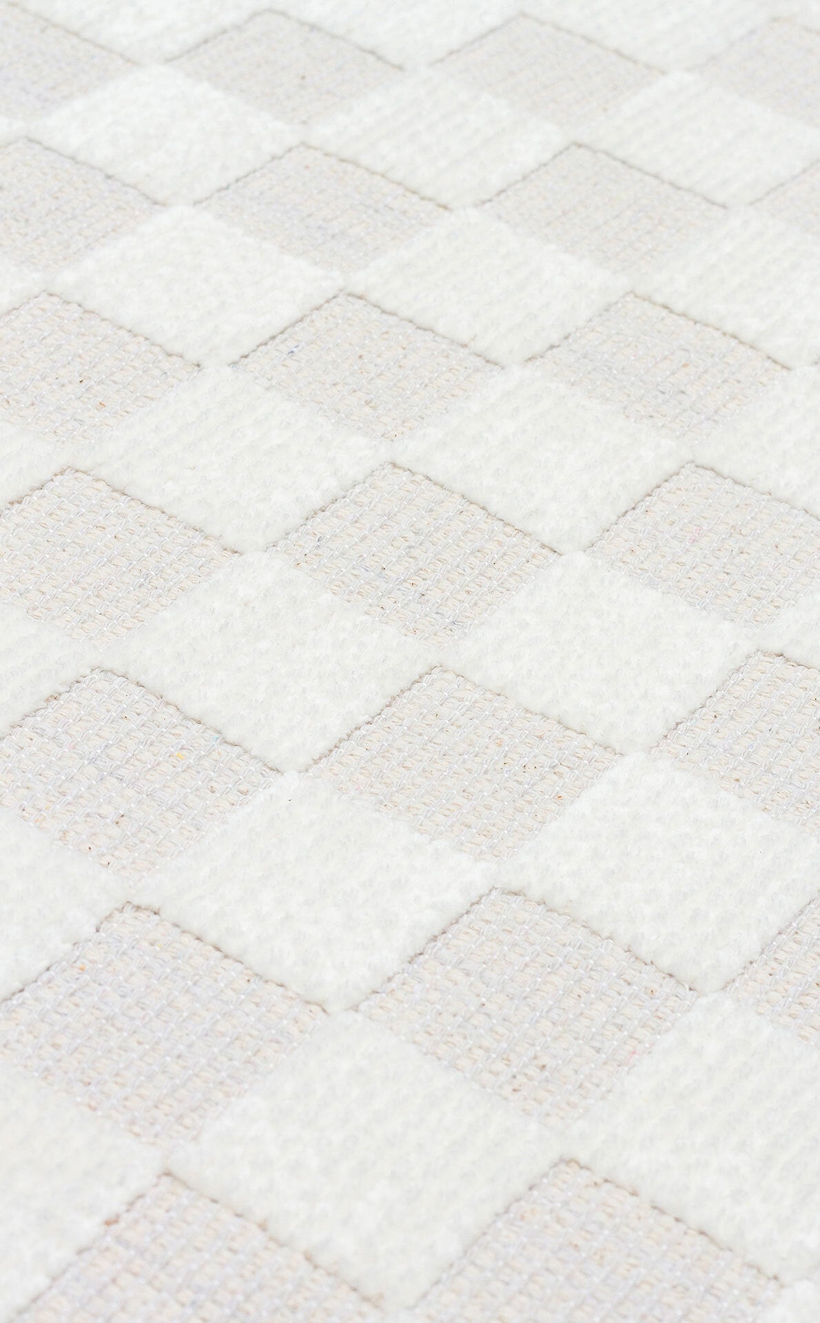 Ada 02 Krem - Yıkanabilir Kaymaz Hav Yapmaz Modern Düz Dokuma Kilim
