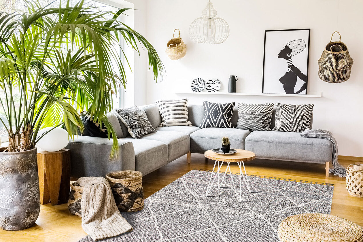 Soho SH 02 Gri - Bukle Iskandinav Halı | Toz Tutmaz Hasır Dokuma Modern Halı
