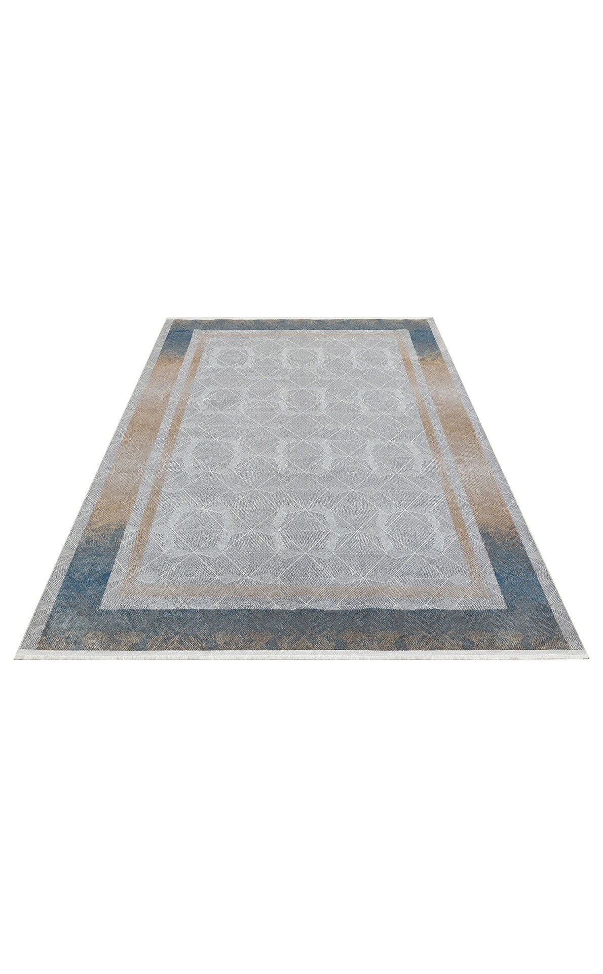 ST 103 GREY BLUE - SATEEN - Yıkanabilir Kaymaz Tabanlı Hav Vermez Sık Dokuma Modern Halı