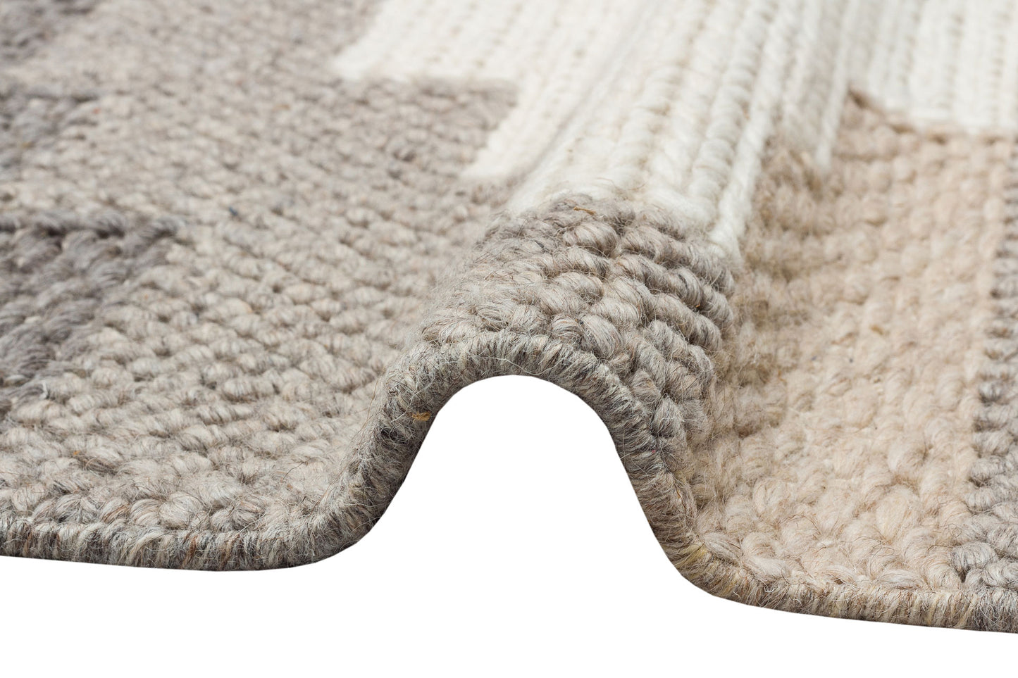 JD 04 BEIGE MULTY XW - JADE - Naturel Kazak Örgü Desenli El Dokuma Örgü Halı