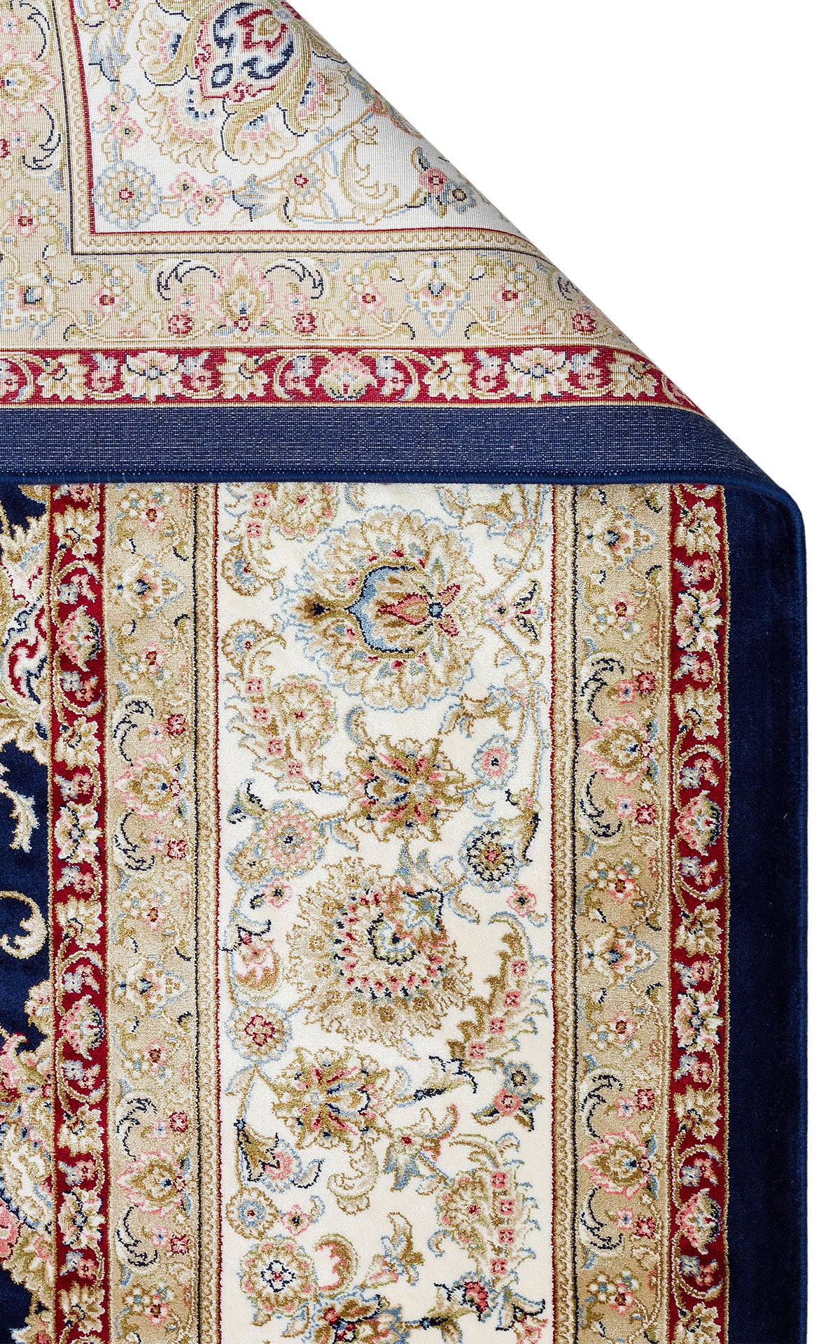 ISF 03 NAVY CREAM - ISFAHAN - Klasik Desenli Yüksek Kalite Sık Dokuma Makine Halısı