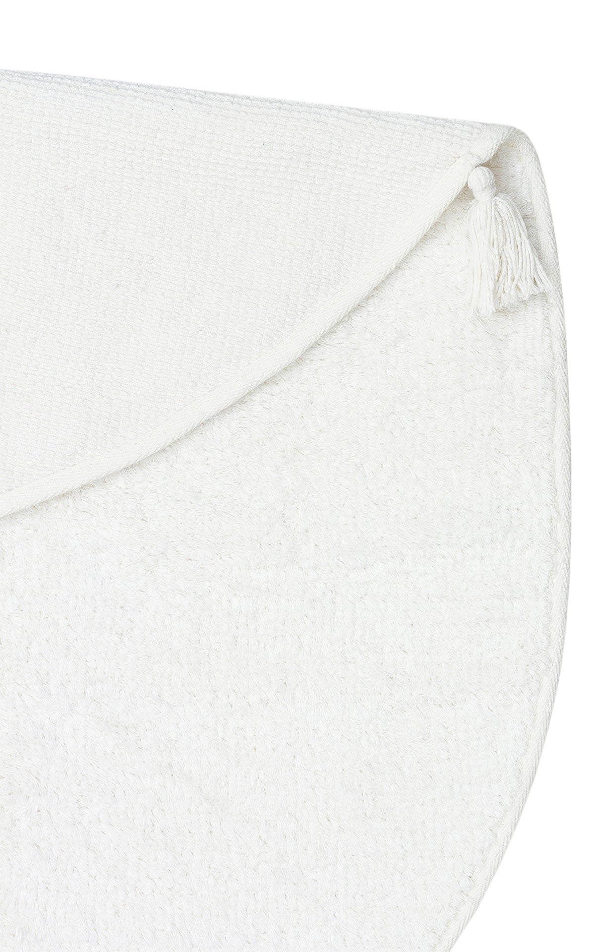 Cotton Boon CBN Plain Beyaz Yuvarlak Q120 - Yıkanabilir Kaymaz Naturel Pamuk Bebek Halısı