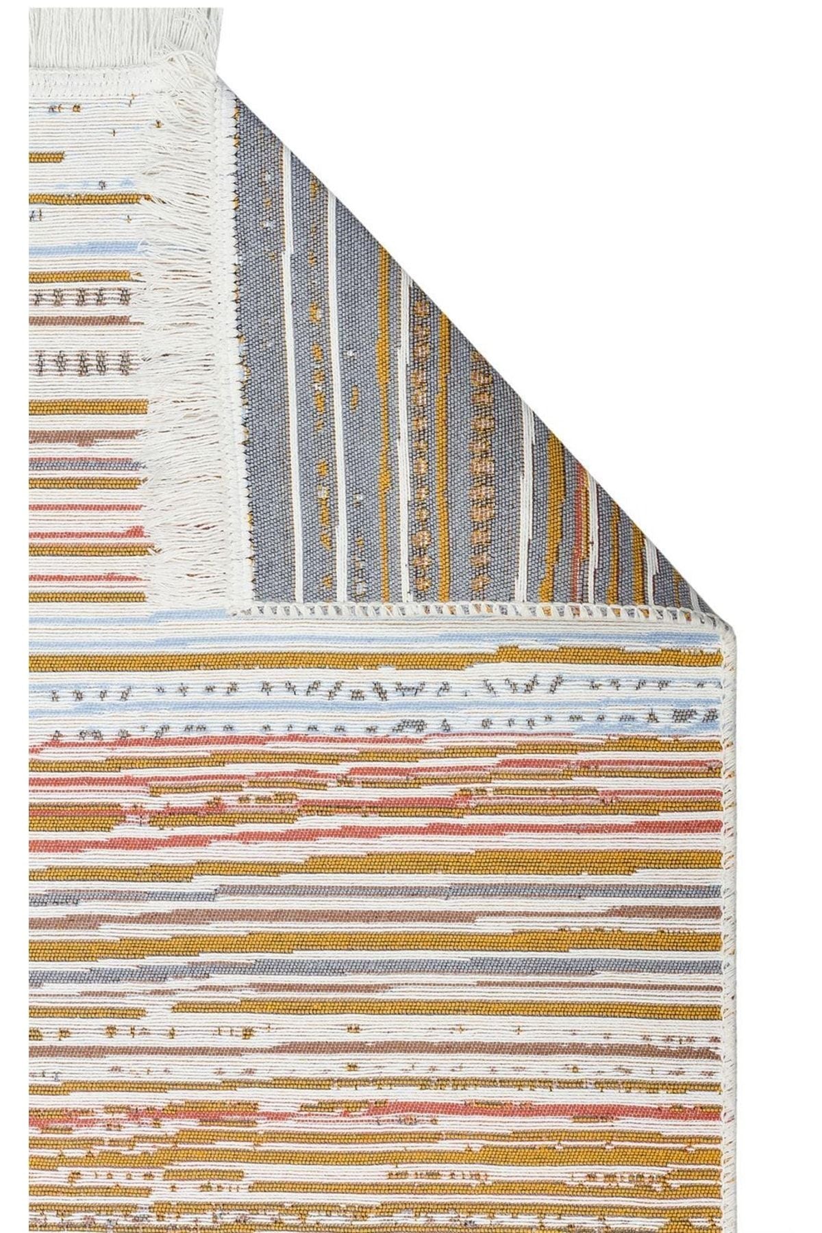 ARYA AR 35 Çok Renkli - Yıkanabilir Çift Taraflı Modern Desenli Dokuma Kilim