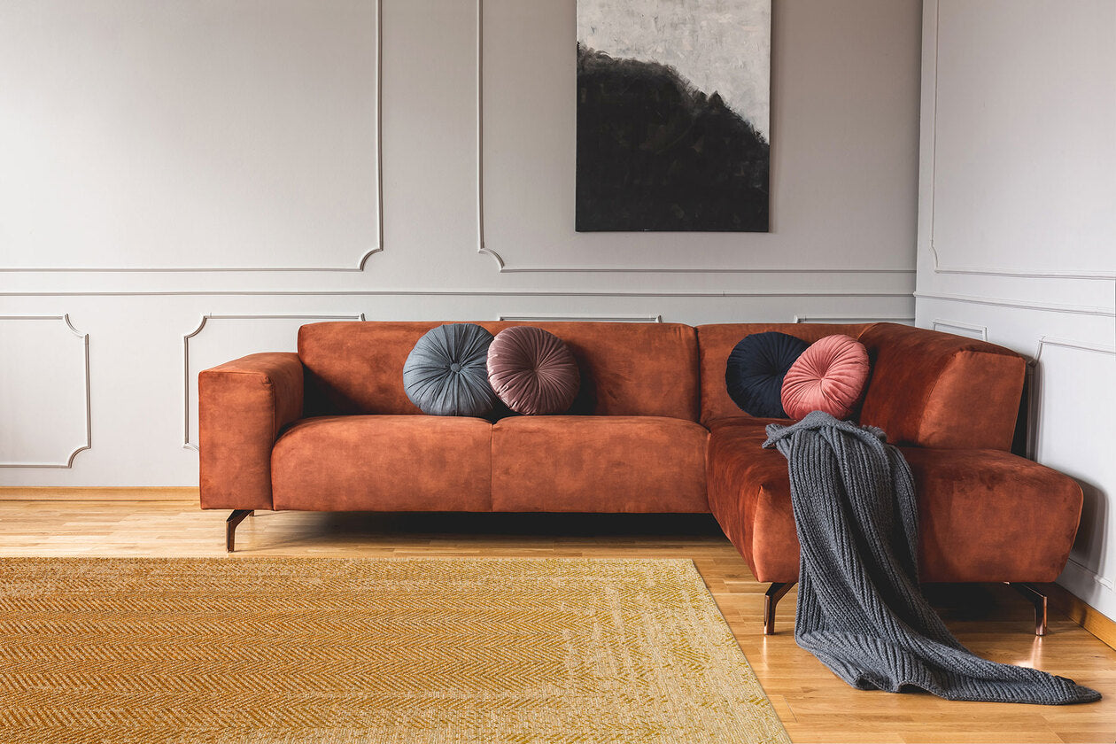 BRK 04 NATURAL BEIGE - BROOKLYN - Hasır Görünümlü Kaymaz Renkli Dokuma Modern Kilim