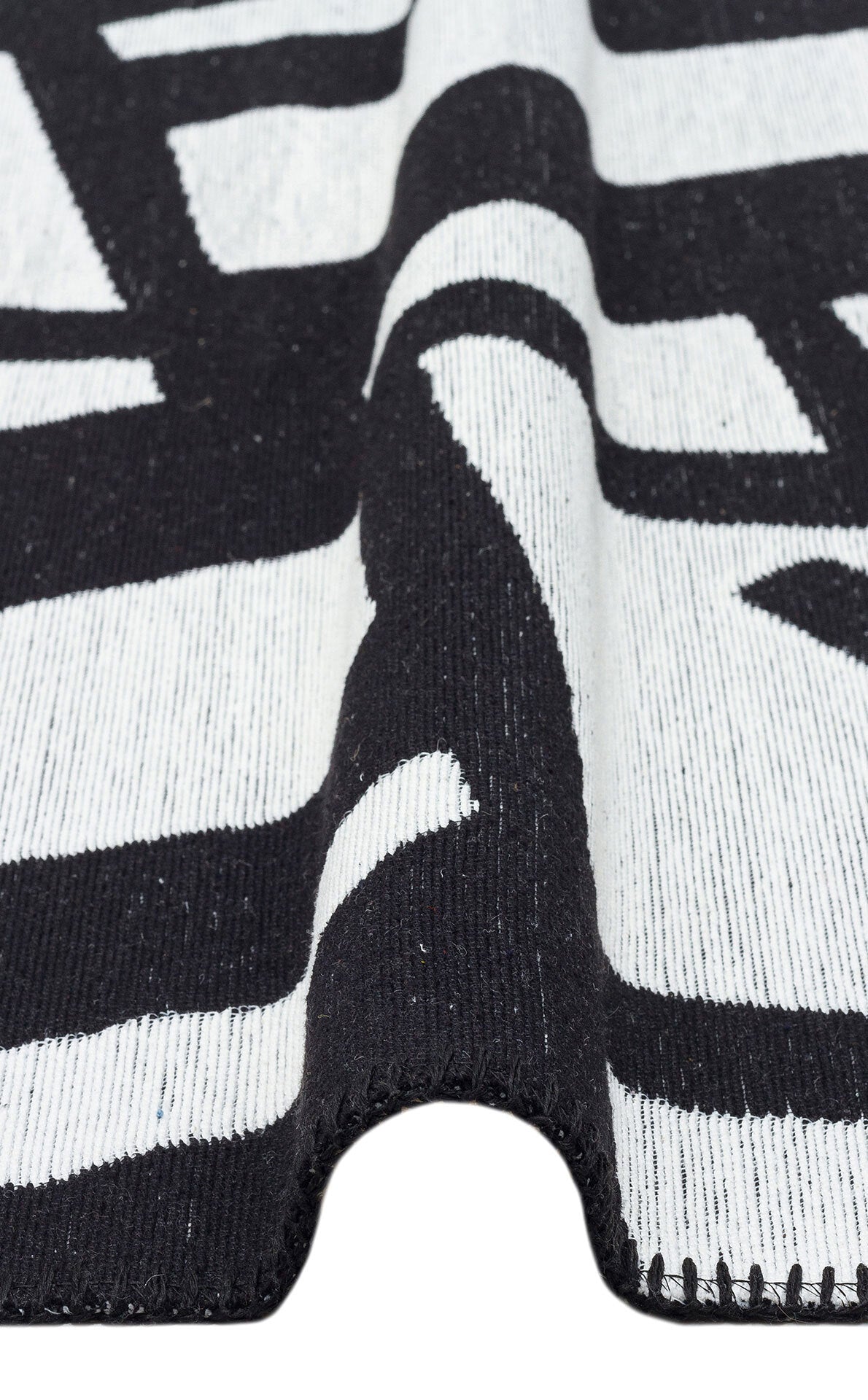 Arya Neo ARN 05 Beyaz Siyah - Yıkanabilir Çift Taraflı Modern Dokuma Kilim