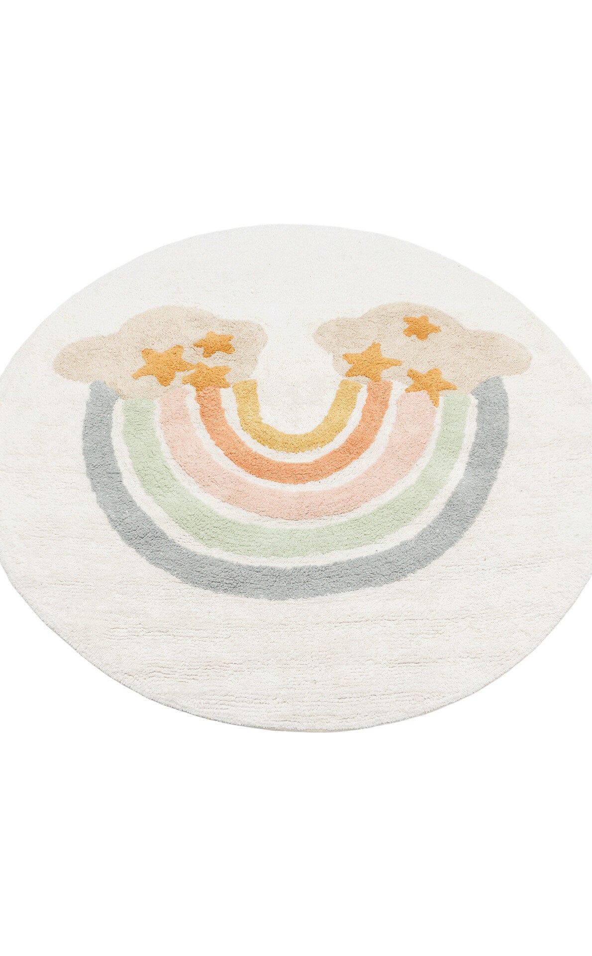 Cotton Boon XXW CBN 07 Çok Renkli Yuvarlak Q120 - Yıkanabilir Kaymaz Naturel Pamuk Bebek Halısı