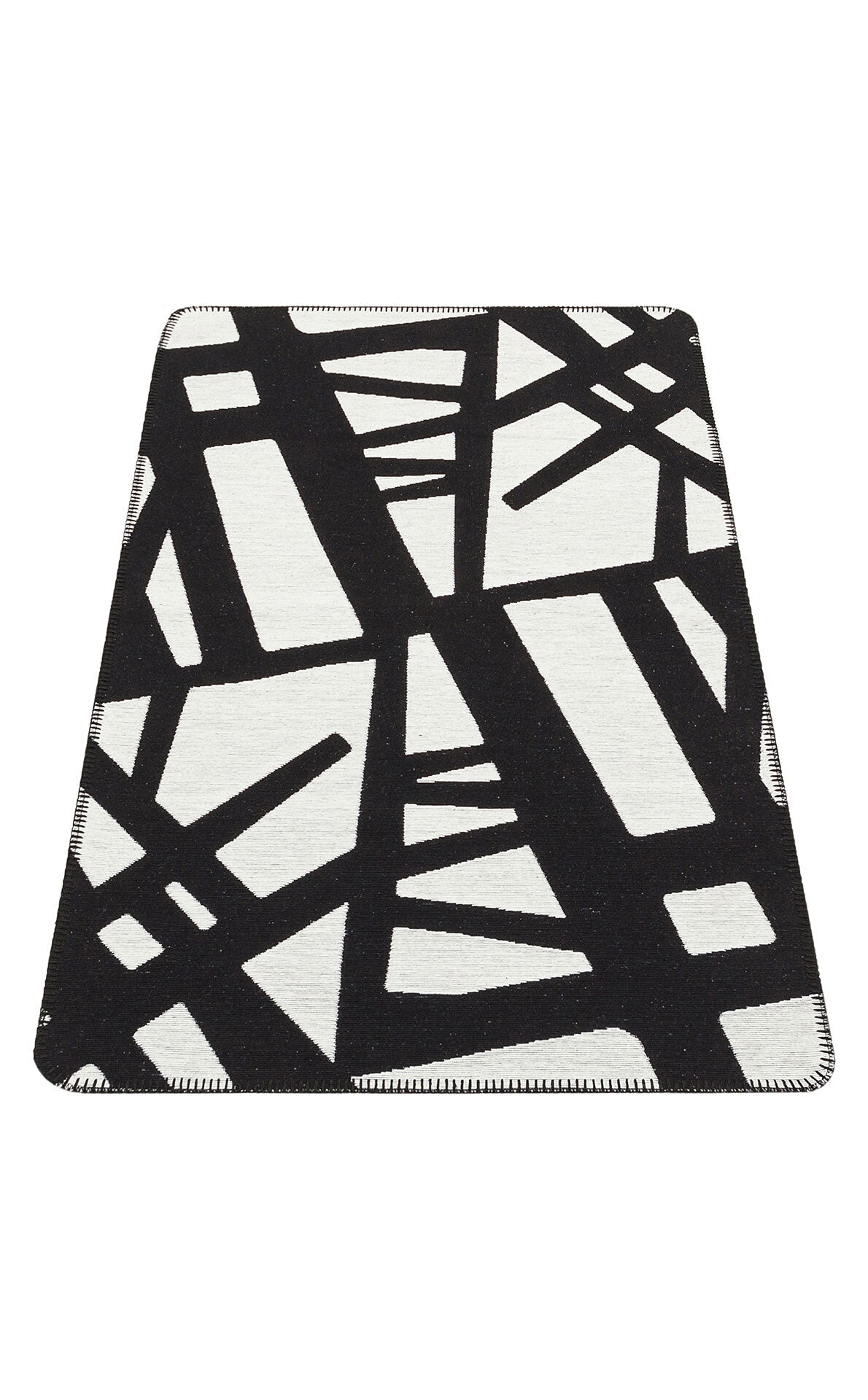 Arya Neo ARN 05 Beyaz Siyah - Yıkanabilir Çift Taraflı Modern Dokuma Kilim