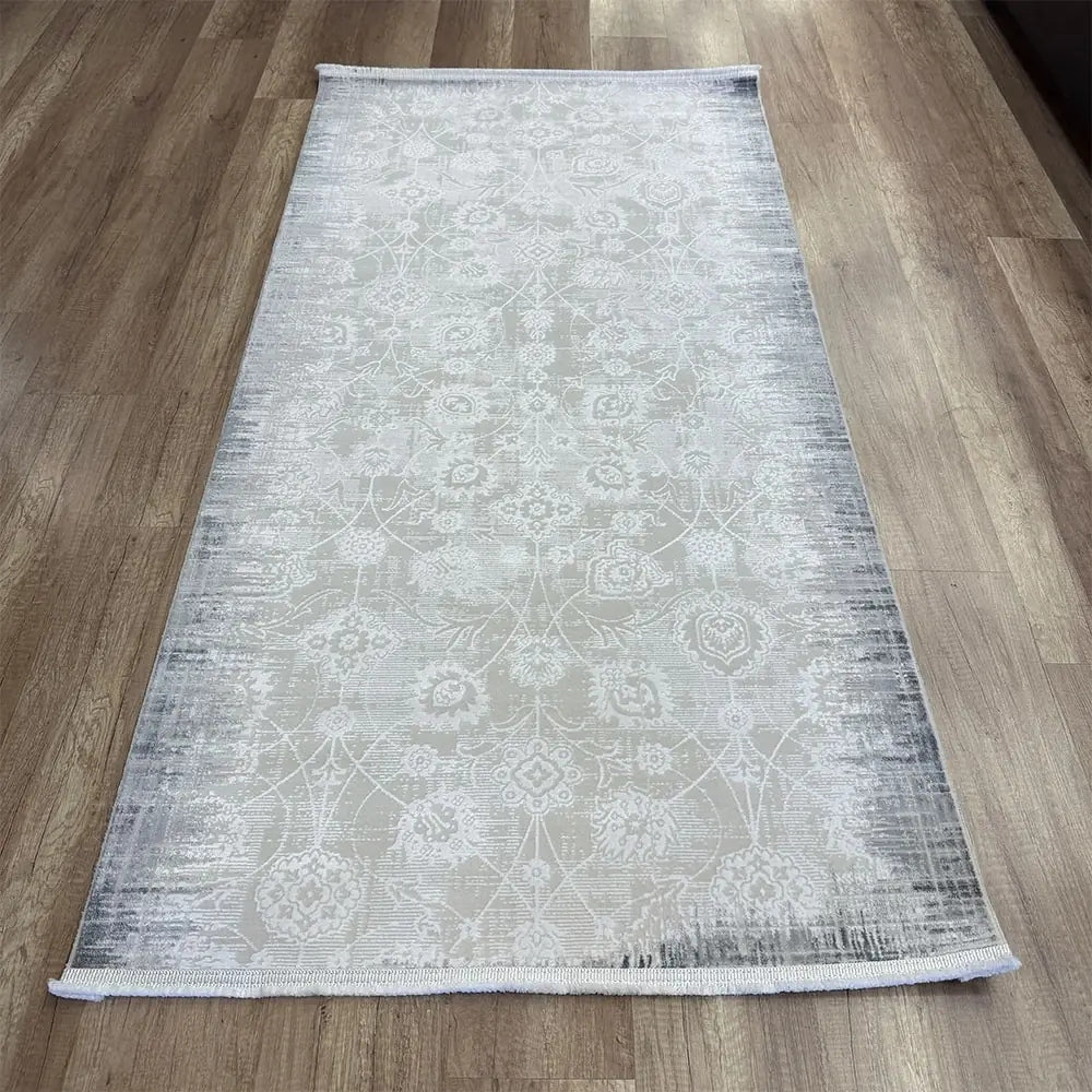 Dekor Modern Halı 1135 Gri Yumuşak Dokulu Saçaksız Salon Halısı