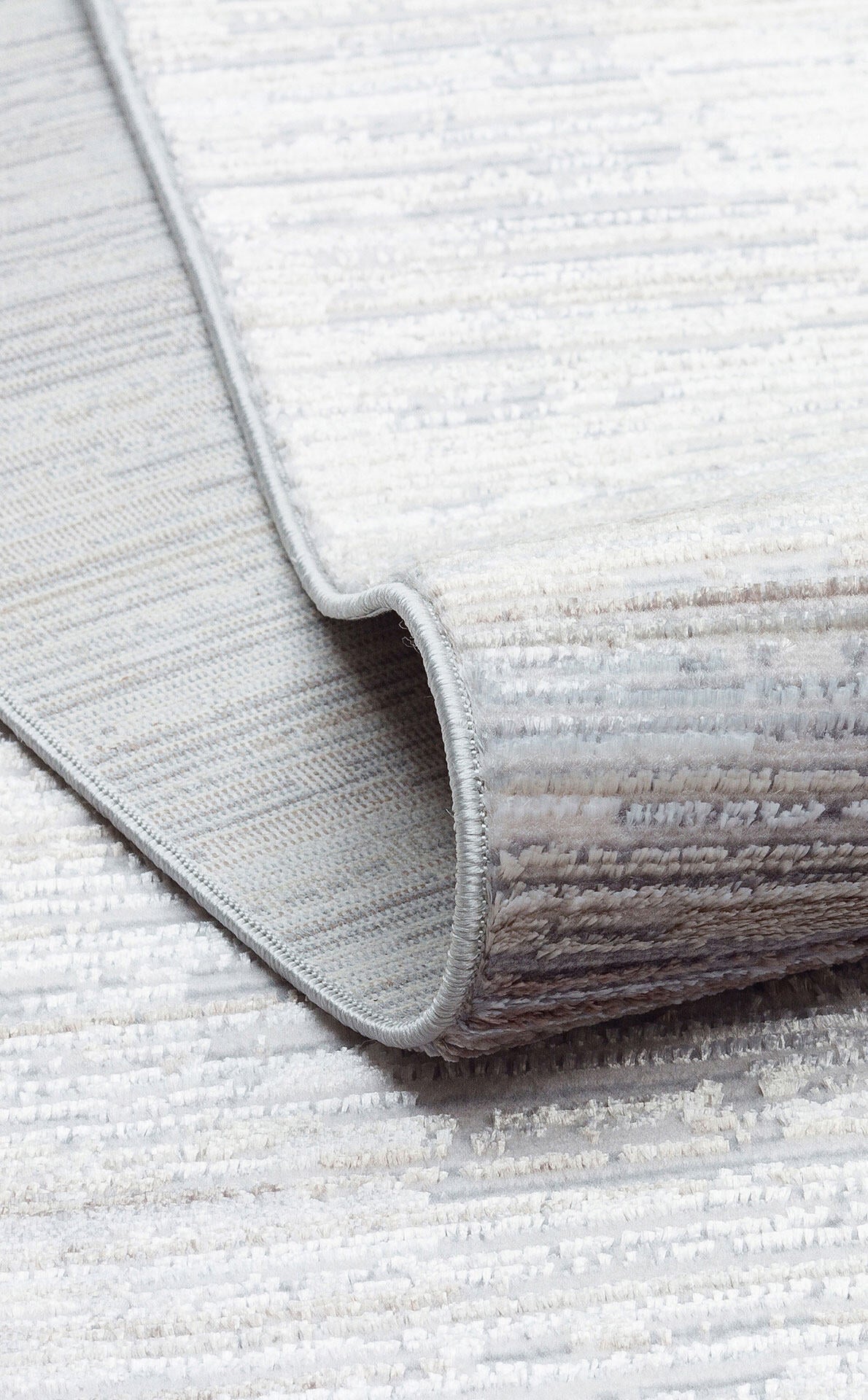 ST 107 LIGHT GREY - SATEEN - Yıkanabilir Kaymaz Tabanlı Hav Vermez Sık Dokuma Modern Halı