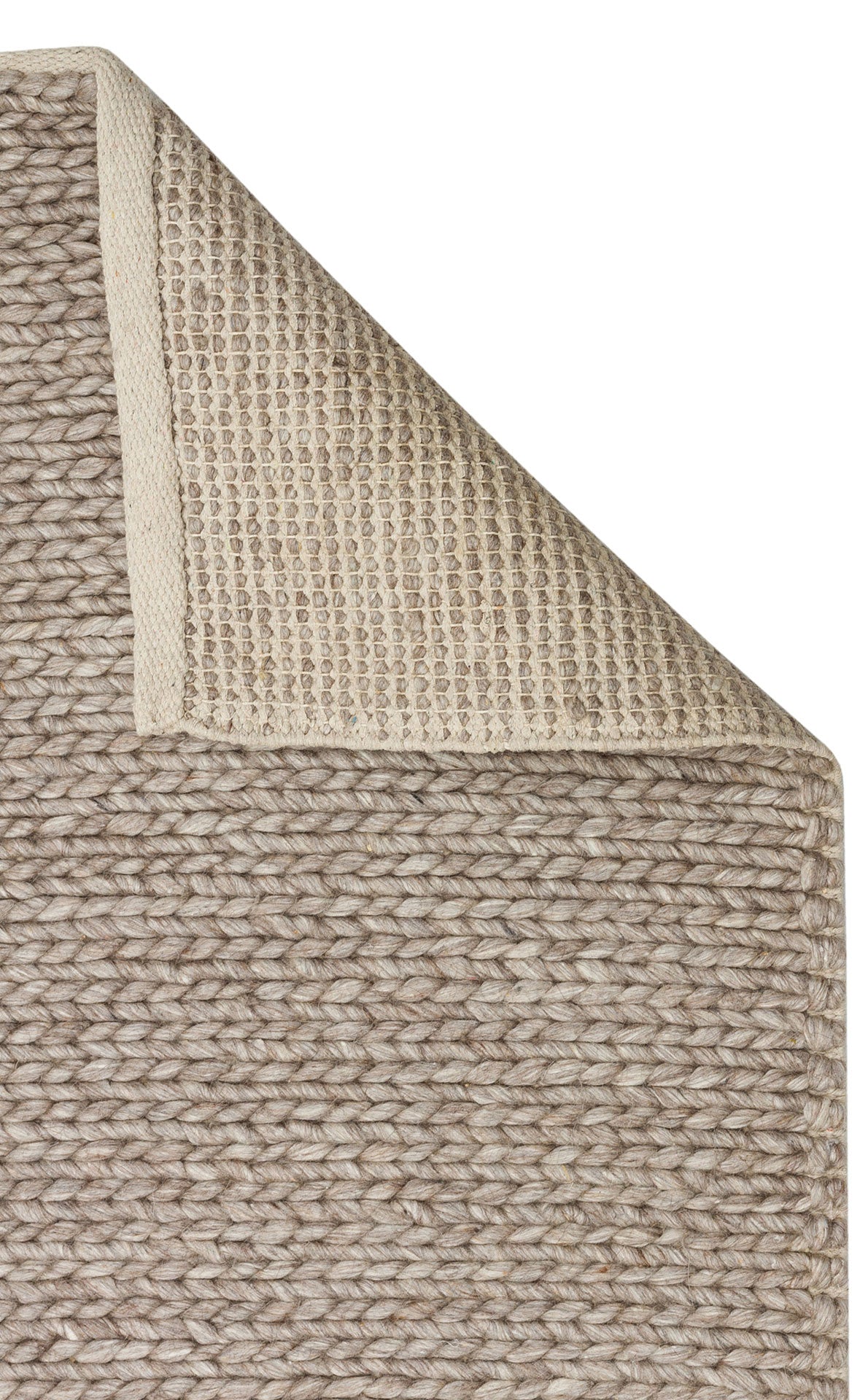 BASKETWEAVE BROWN - JADE - Naturel Kazak Örgü Desenli El Dokuma Örgü Halı