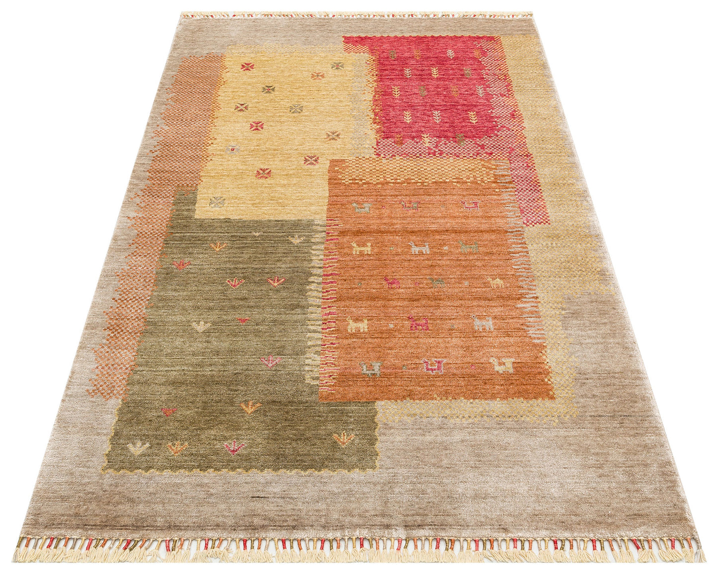 ZR 07 BEIGE AUTUMN - Otantik Desenli El Emeği ile Üretilen Modern Uşak Halısı