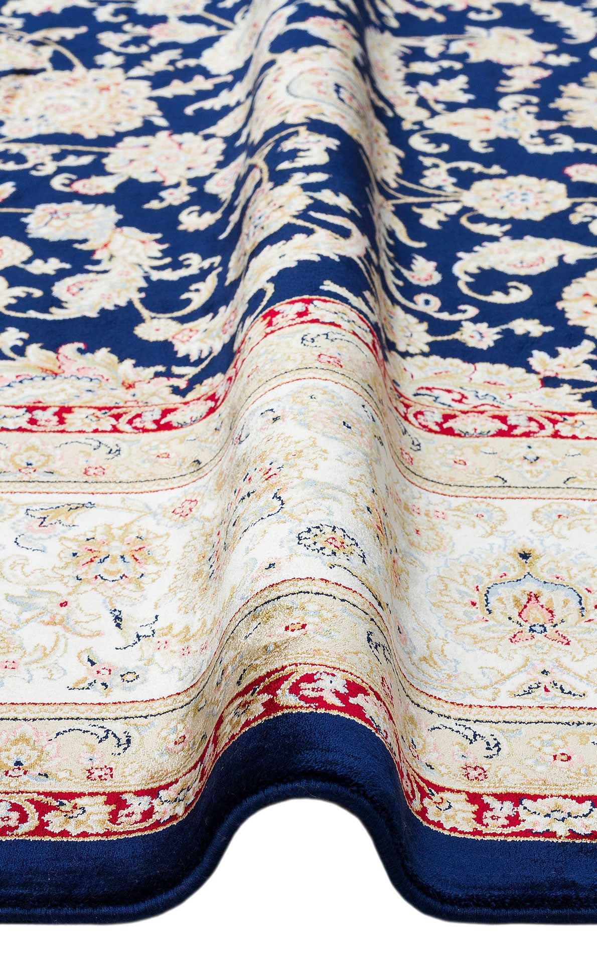 ISF 03 NAVY CREAM - ISFAHAN - Klasik Desenli Yüksek Kalite Sık Dokuma Makine Halısı