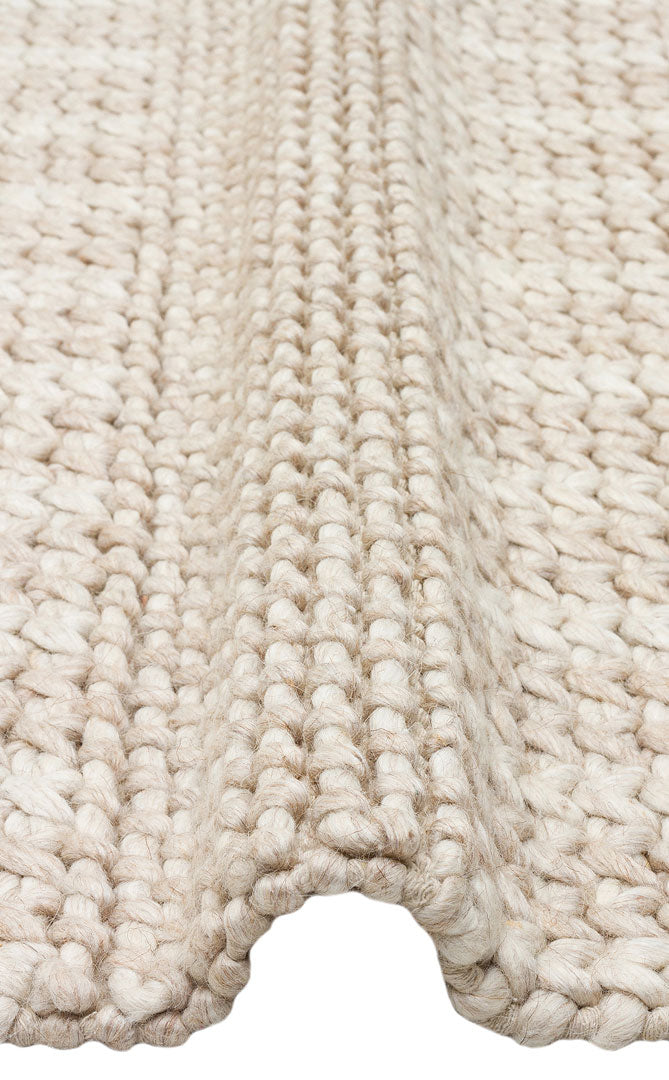 J352 BEIGE - JADE - Naturel Kazak Örgü Desenli El Dokuma Örgü Halı