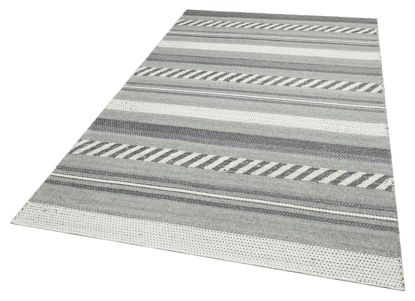 JD 05 GREY - JADE - Naturel Kazak Örgü Desenli El Dokuma Örgü Halı
