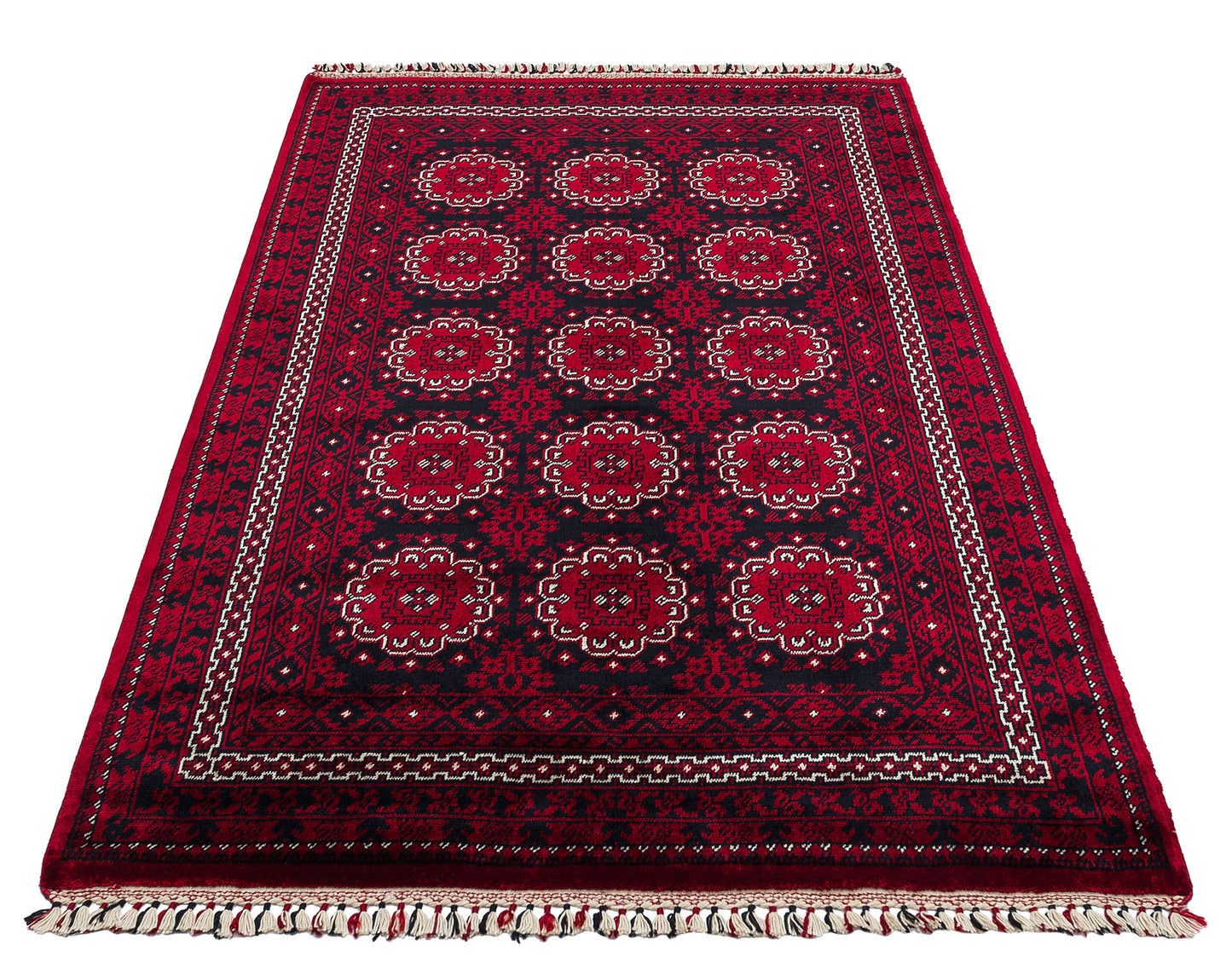 950 RED - NOSTALJI - Afgan / Yağcıbedir Desenli El Emeği ile Özel Tezgahlarda Üretilen Bambu Uşak Halısı