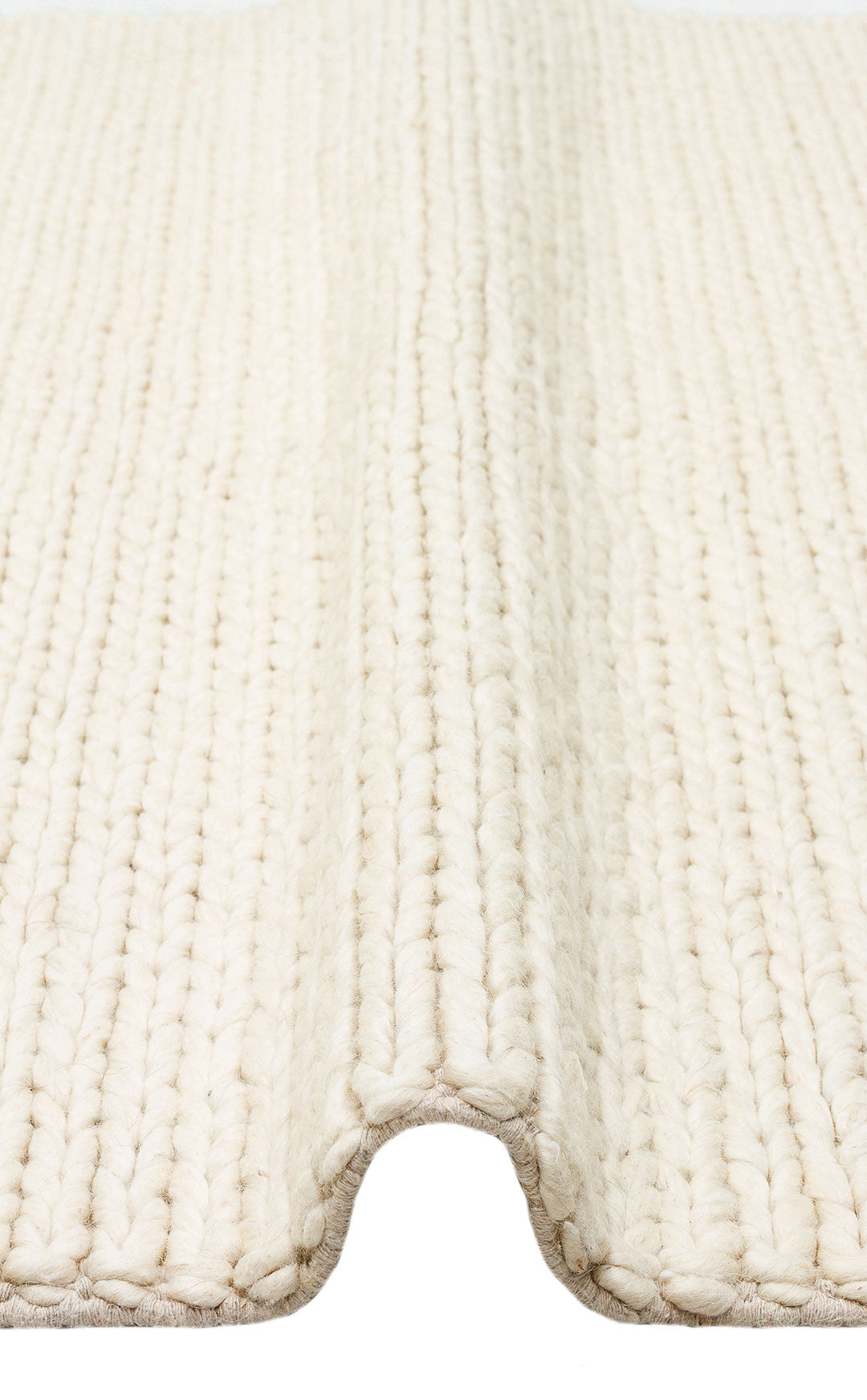 BASKETWEAVE CREAM - JADE - Naturel Kazak Örgü Desenli El Dokuma Örgü Halı