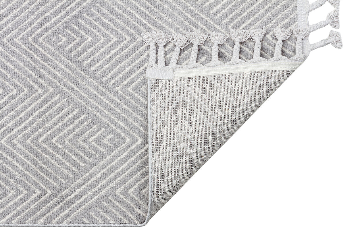 URB 01 GREY WHITE - URBAN - Etnik Desenlere Sahip Hav Toz Vermez Yumuşak Dokulu Modern Halı