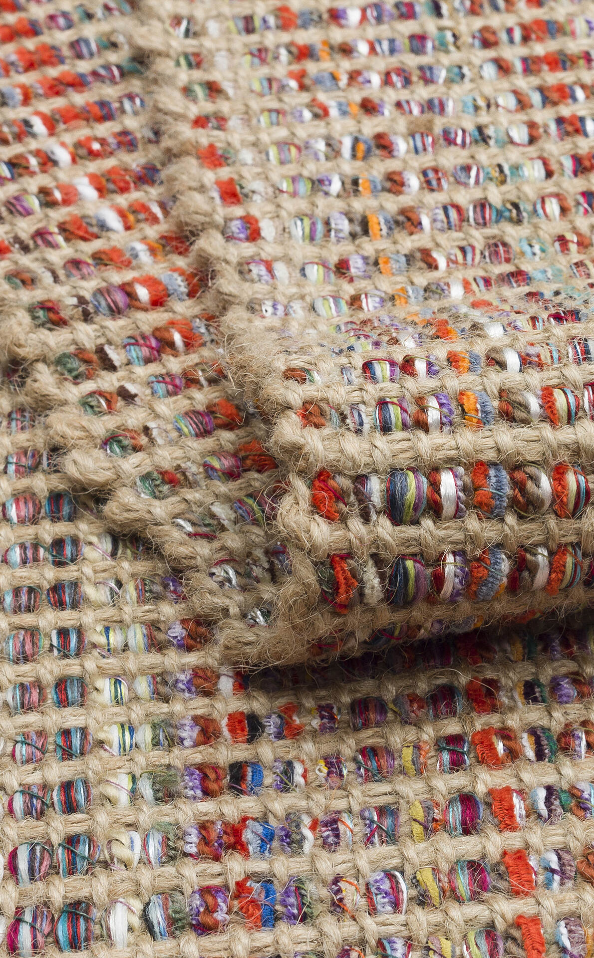 Doha DH 01 Çok Renkli - Çift Taraflı Jüt Görünümlü Modern Dokuma Kilim