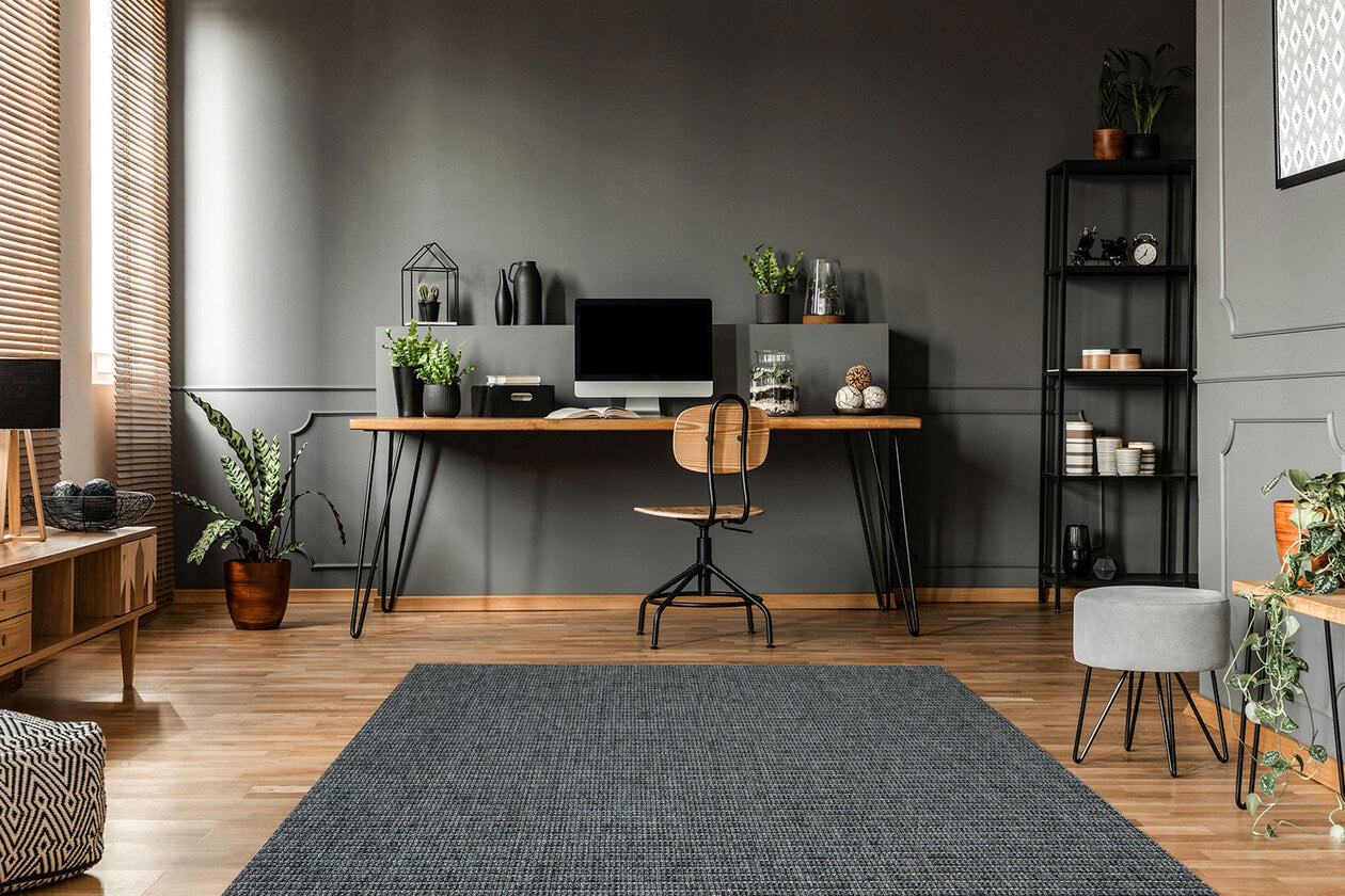 BRK 01 ANTRASIT SILVER - BROOKLYN - Hasır Görünümlü Kaymaz Renkli Dokuma Modern Kilim