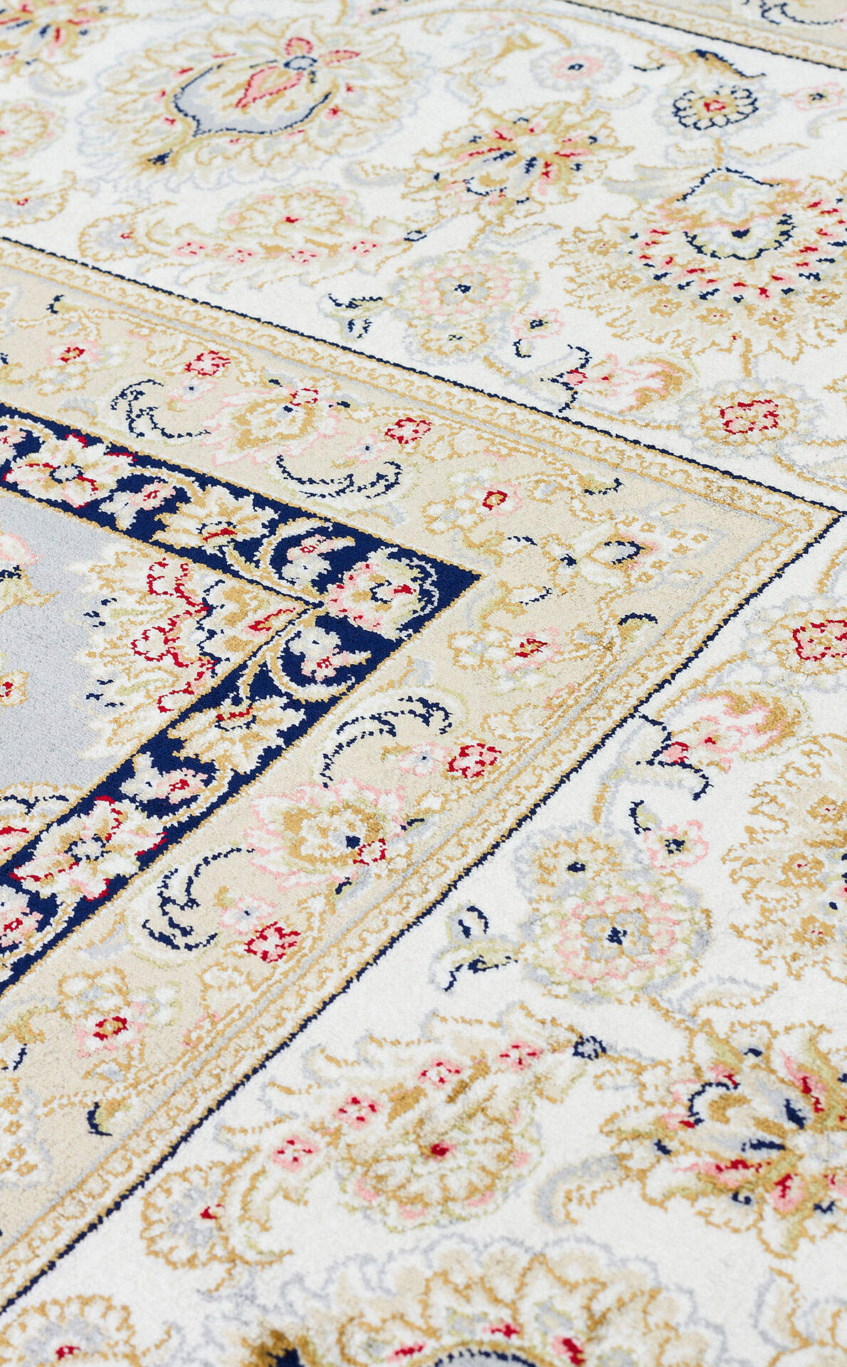 Isfahan ISF 03 Gri Krem - Viskon Klasik Desenli Seccade Sık Dokuma Seccade