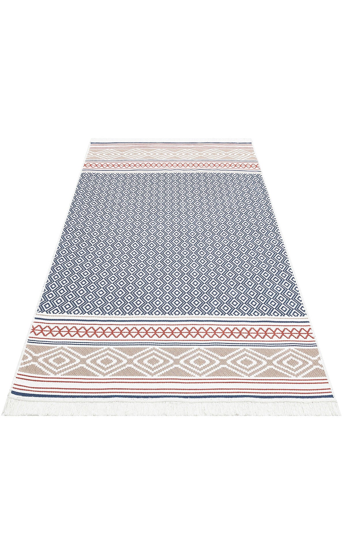 Arya AR 26 Lacivert Bej - Yıkanabilir Çift Taraflı Modern Dokuma Kilim
