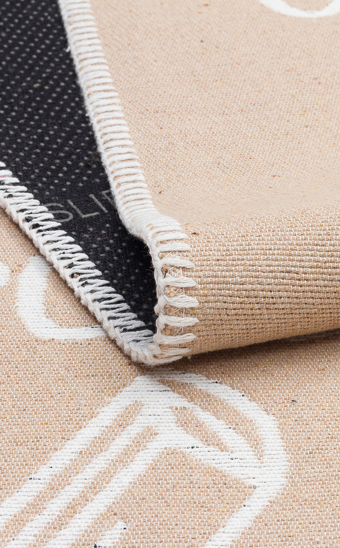Arya AR 04 Bej Beyaz - Yıkanabilir Çift Taraflı Modern Dokuma Kilim