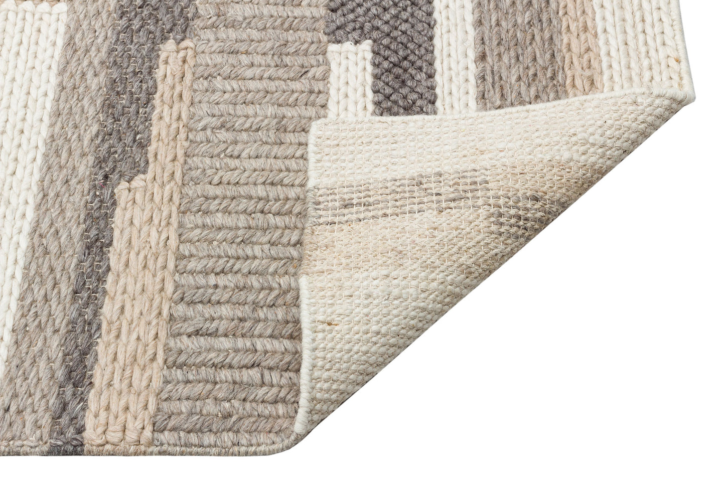 JD 04 BEIGE MULTY XW - JADE - Naturel Kazak Örgü Desenli El Dokuma Örgü Halı