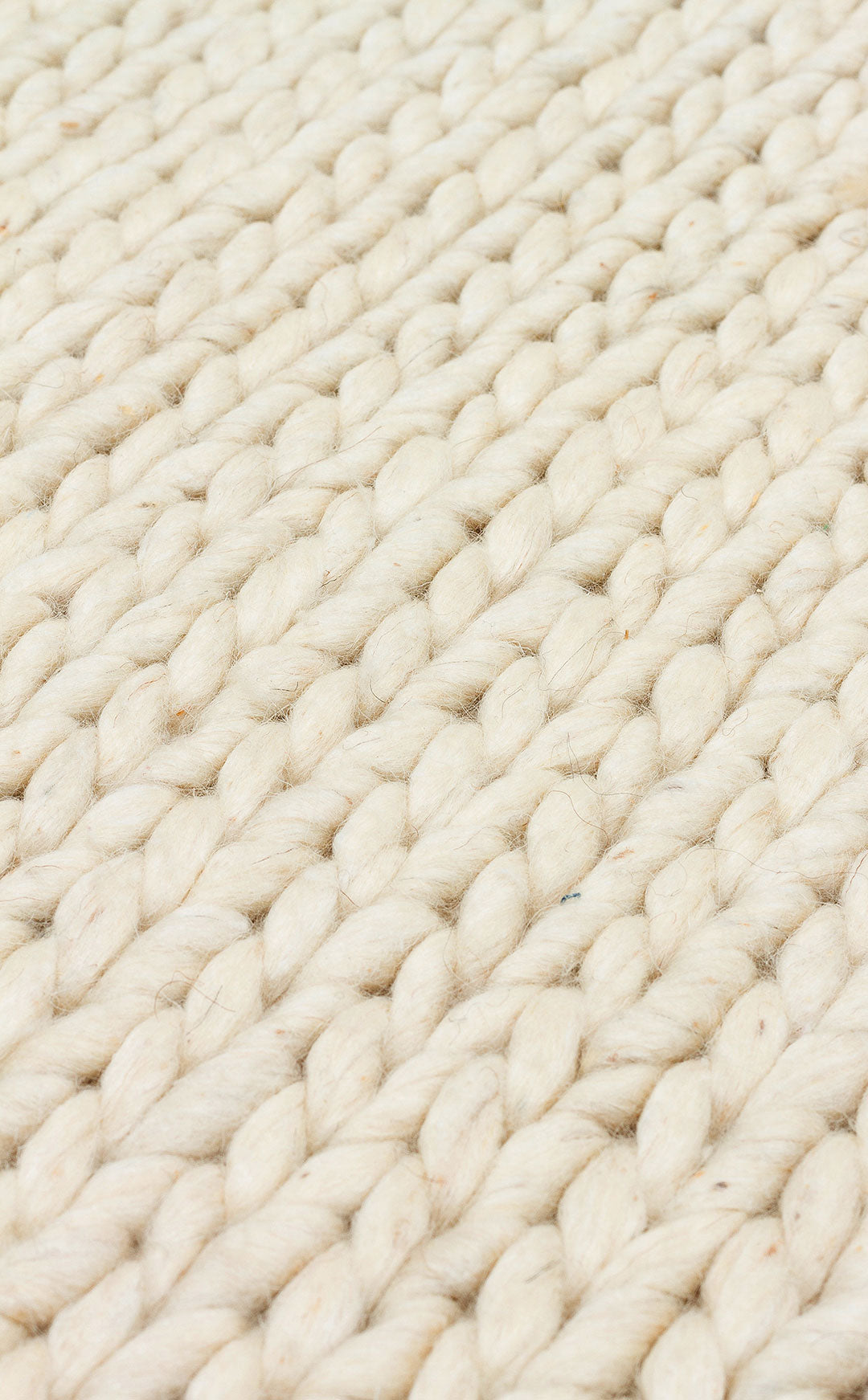 BASKETWEAVE CREAM - JADE - Naturel Kazak Örgü Desenli El Dokuma Örgü Halı
