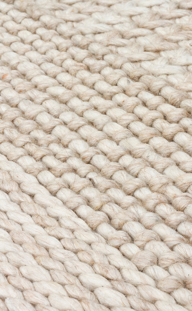 J352 BEIGE - JADE - Naturel Kazak Örgü Desenli El Dokuma Örgü Halı