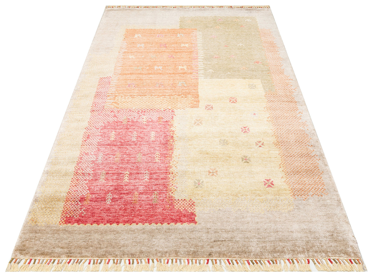 ZR 07 BEIGE AUTUMN - Otantik Desenli El Emeği ile Üretilen Modern Uşak Halısı