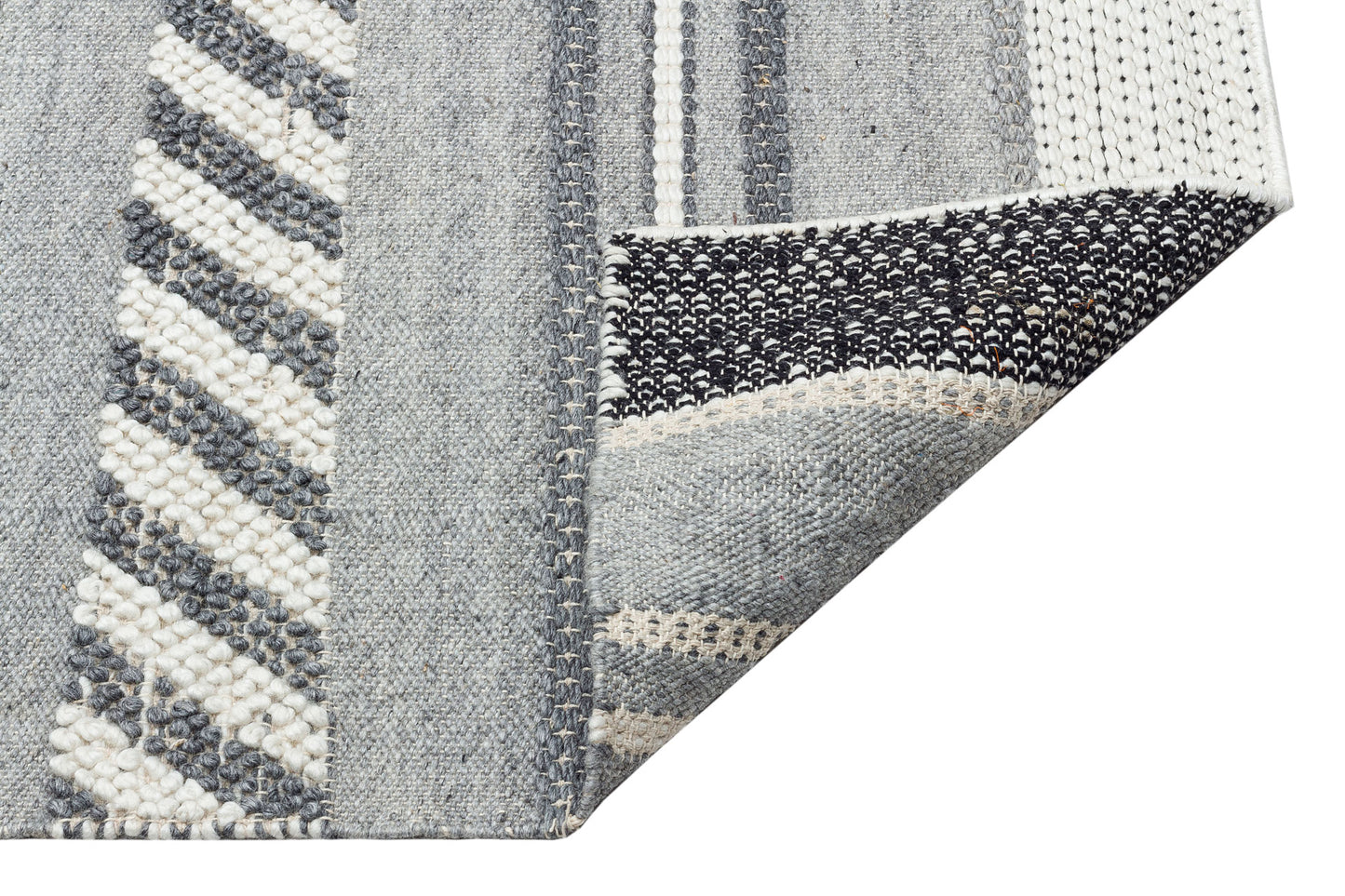 JD 05 GREY - JADE - Naturel Kazak Örgü Desenli El Dokuma Örgü Halı