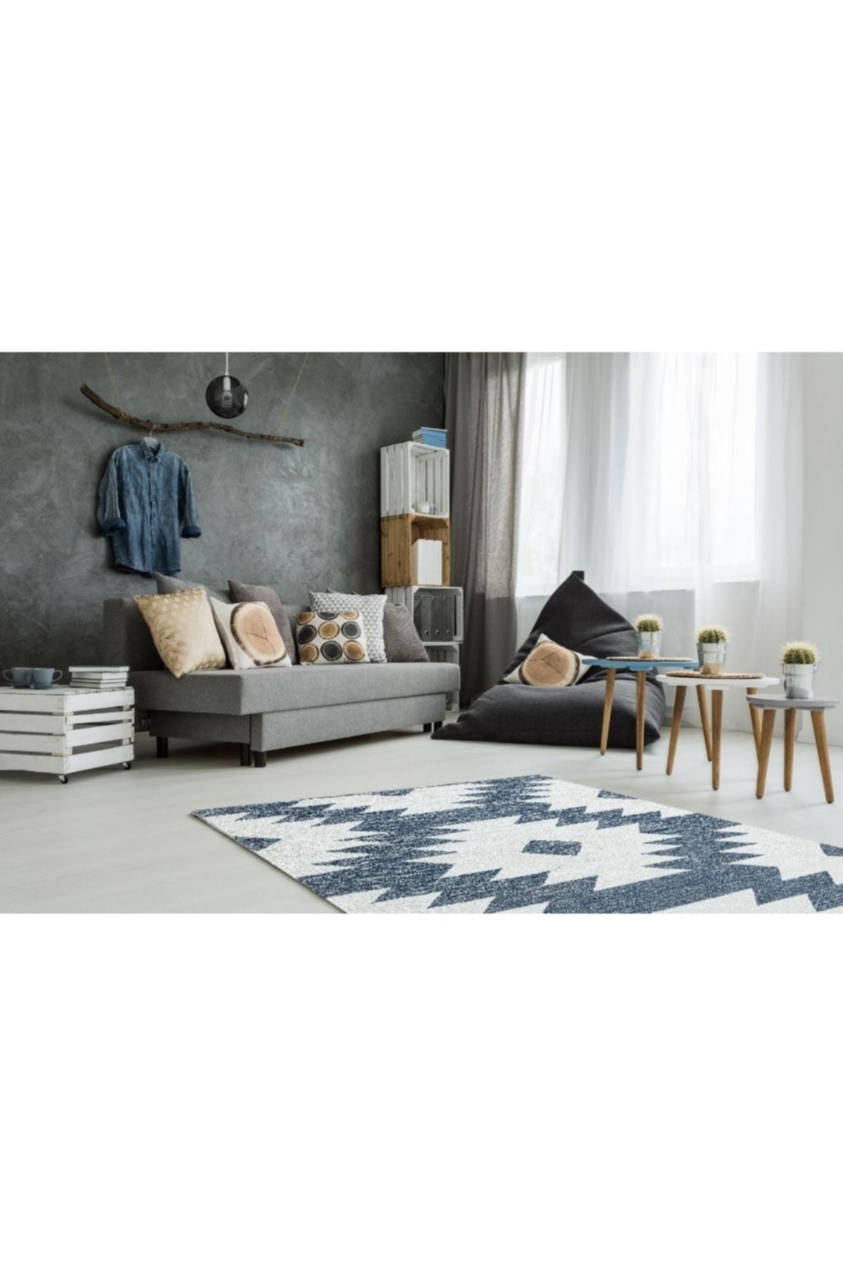 Afro Afr 01 Naturel Yıkanabilir Modern Desenli El Dokuma Hint Kilim