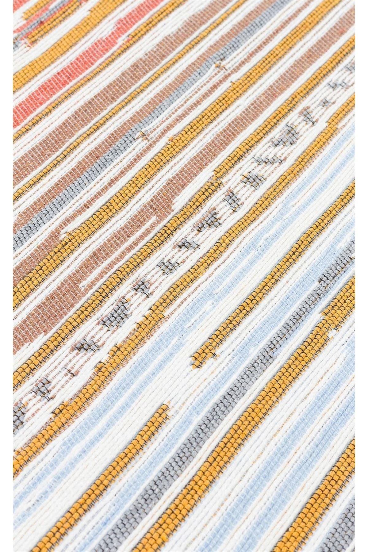 ARYA AR 35 Çok Renkli - Yıkanabilir Çift Taraflı Modern Desenli Dokuma Kilim