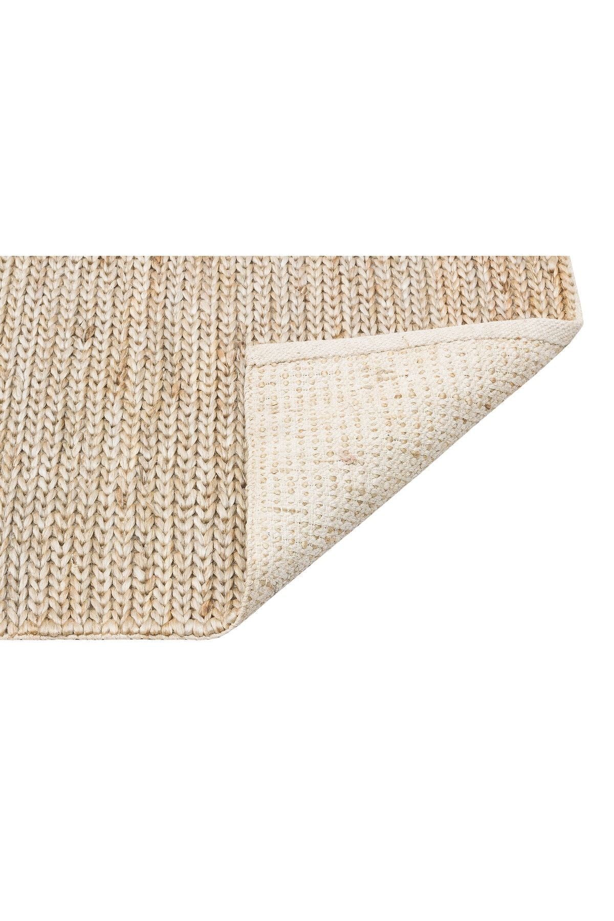 El Dokuma Naturel Jüt Hasır Halı