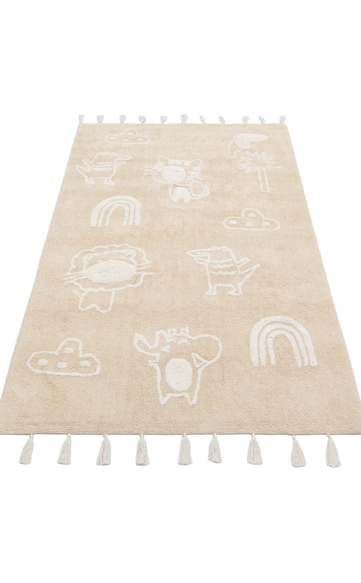 Cotton Boon CBN 16 Bej - Yıkanabilir Kaymaz Naturel Pamuk Bebek Halısı