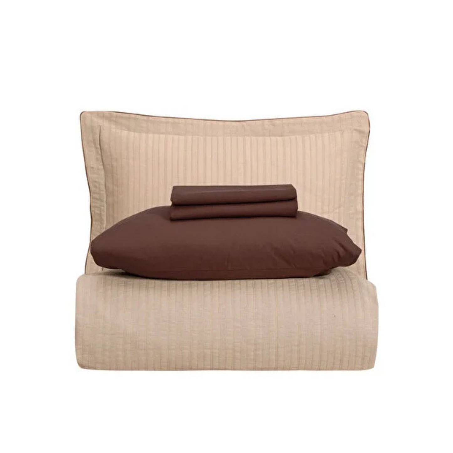 Armürlü Nevresim Takımı Bej Çift Kişilik