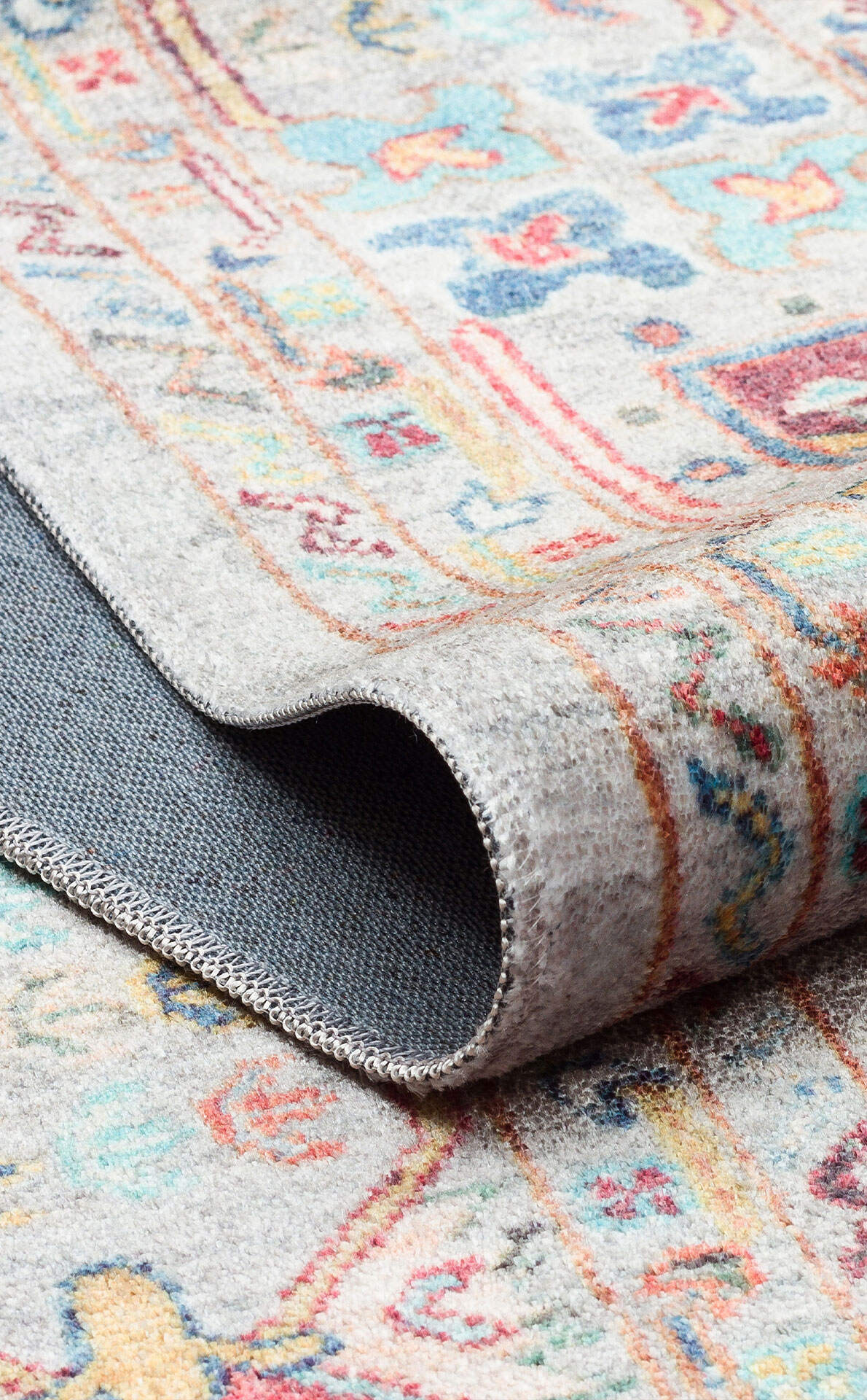 Antıque ATK 06 Aqua - Yıkanabilir Kaymaz Antik Desenli Otantik Kilim