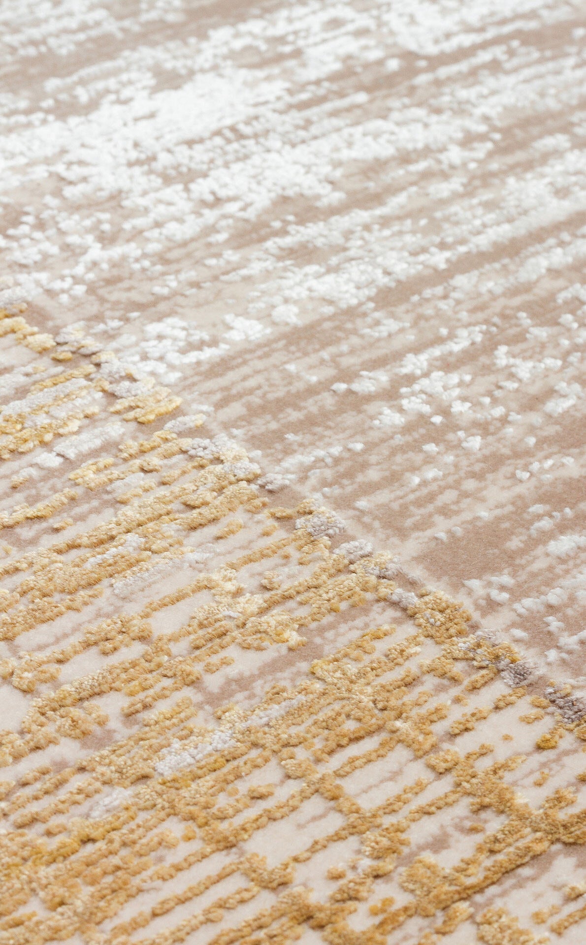 FRESCO DYED FSD 02 Bej Gold - Eskitme Dokulu Işıltılı Salon Halısı