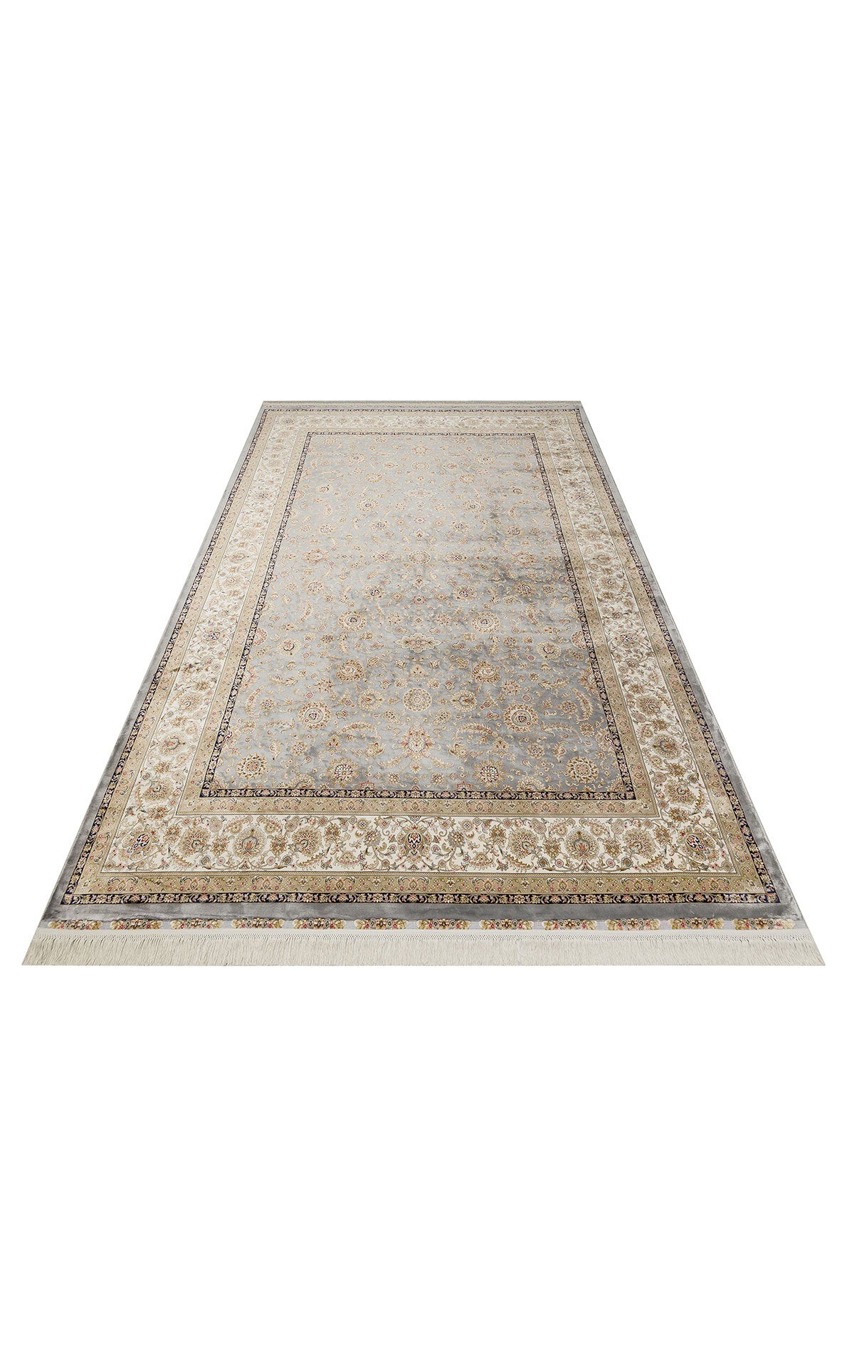 Isfahan ISF 03 Gri Krem - Viskon Klasik Desenli Seccade Sık Dokuma Seccade