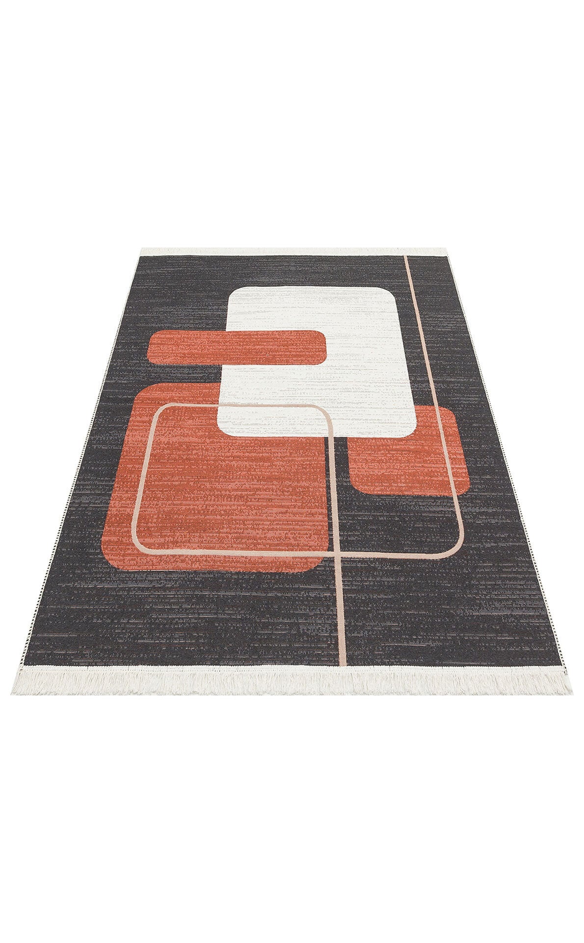 AR 36 BLACK TERRA - ARYA - Yıkanabilir Çift Taraflı Modern Desenli Dokuma Kilim