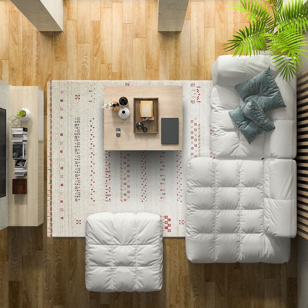 ZR 06 BEIGE - Otantik Desenli El Emeği ile Üretilen Modern Uşak Halısı