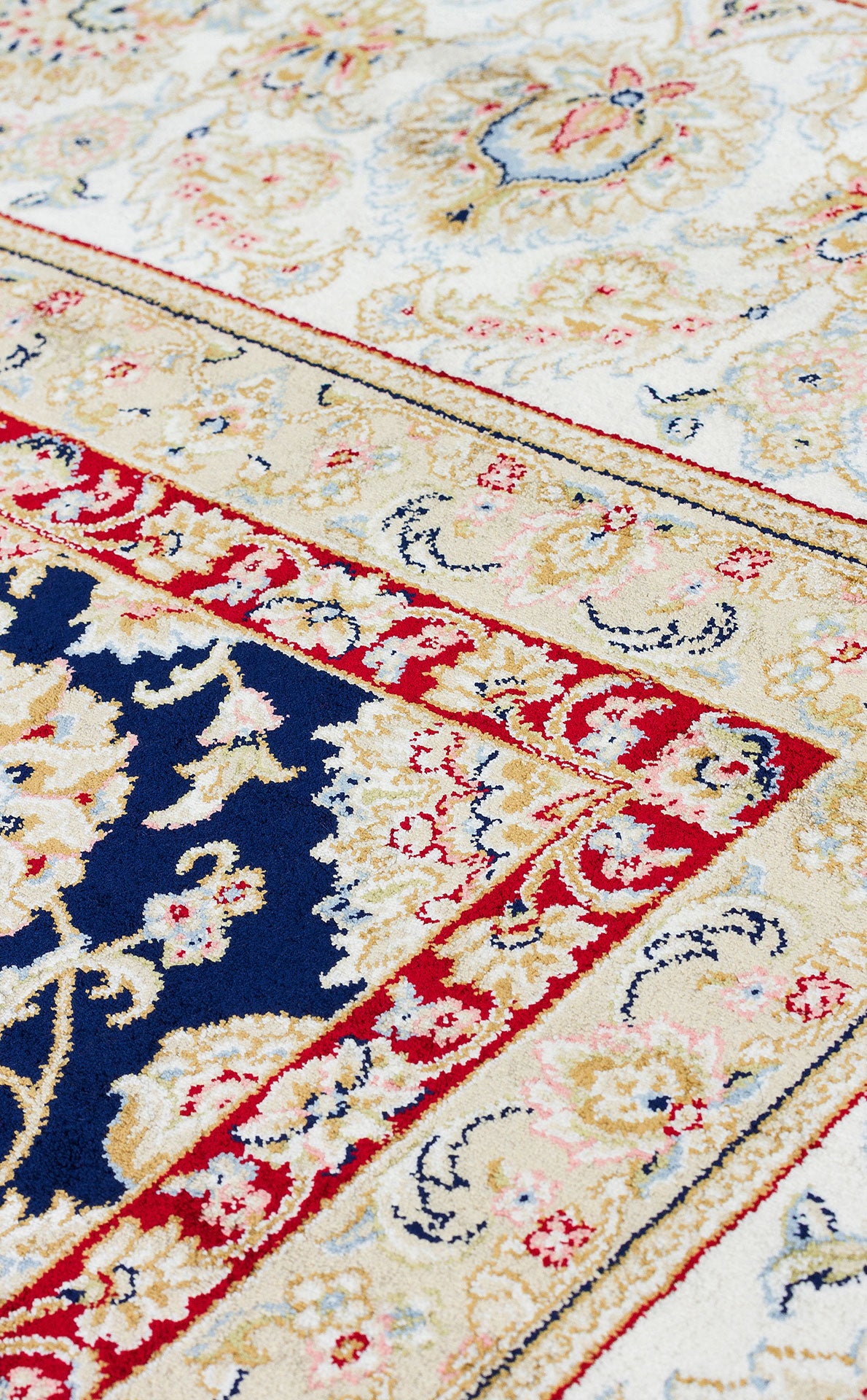 ISF 03 NAVY CREAM - ISFAHAN - Klasik Desenli Yüksek Kalite Sık Dokuma Makine Halısı