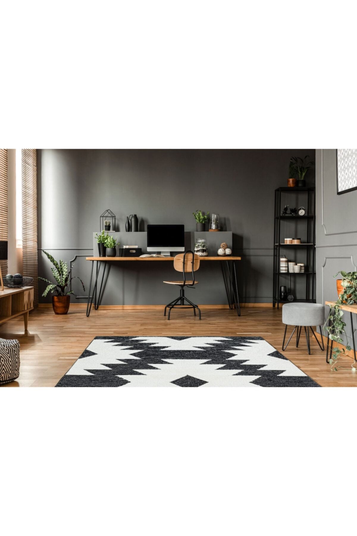 Afro Kılım 0004 Naturel Yıkanabilir Modern Desenli El Dokuma Hint Kilim