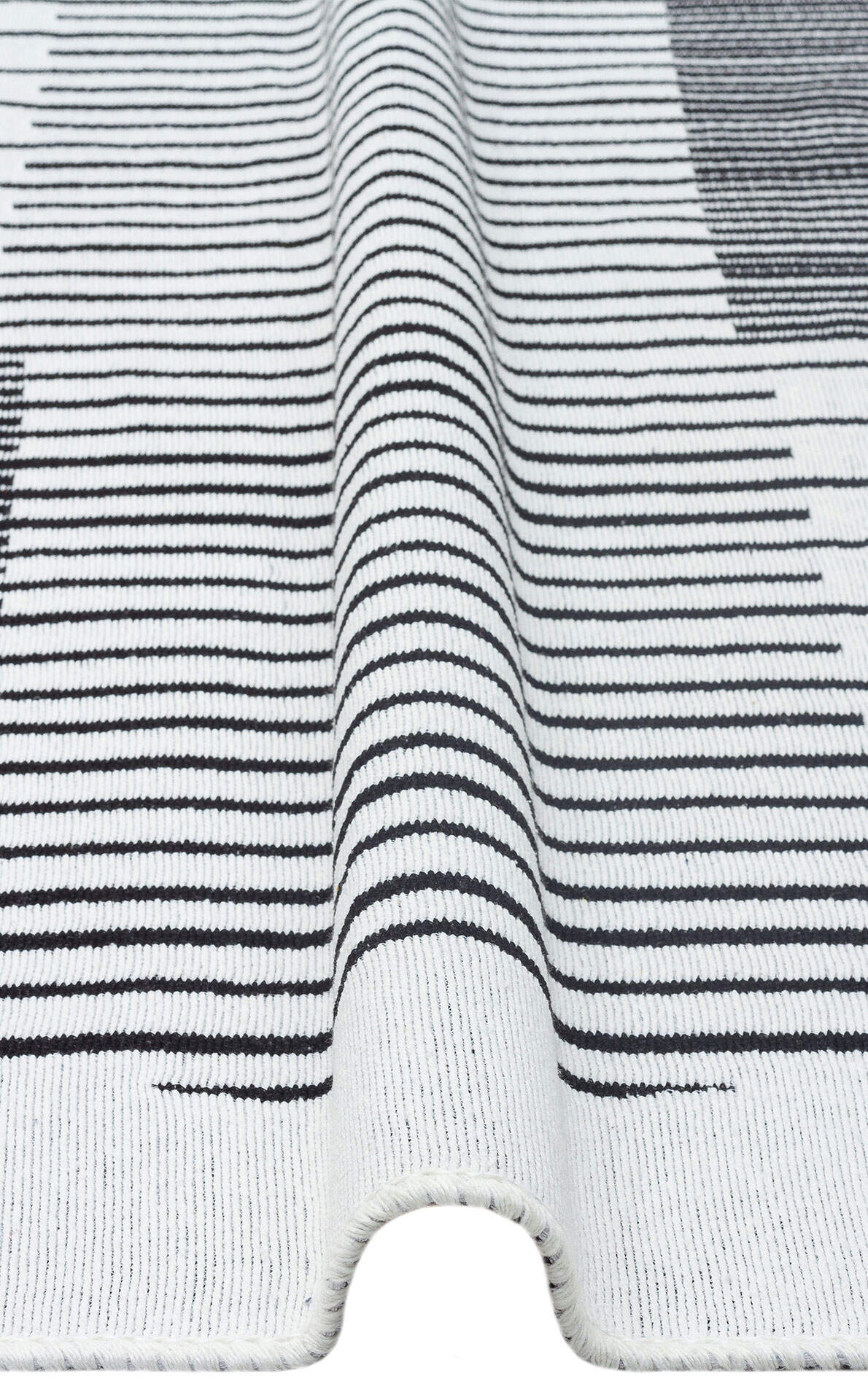 Arya AR 25 Beyaz Siyah - Yıkanabilir Çift Taraflı Modern Dokuma Kilim