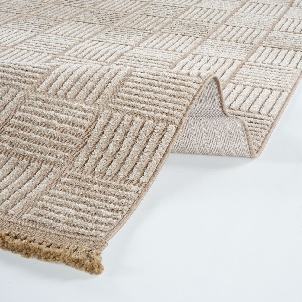 Anemon 6823 Vizon - Polyester Dokuma Halı | İskandinav Salon Halısı